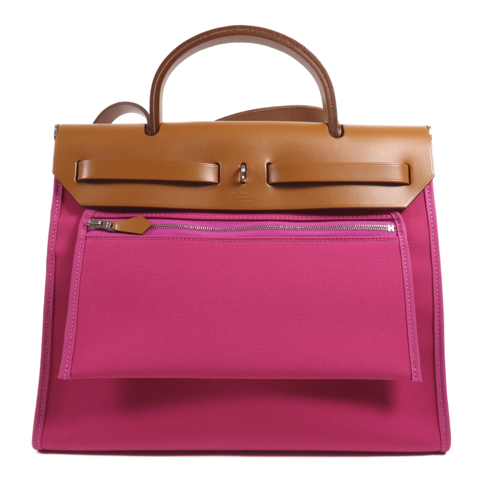 HERMES 帆布Herbag PM銀扣手挽肩背兩用袋