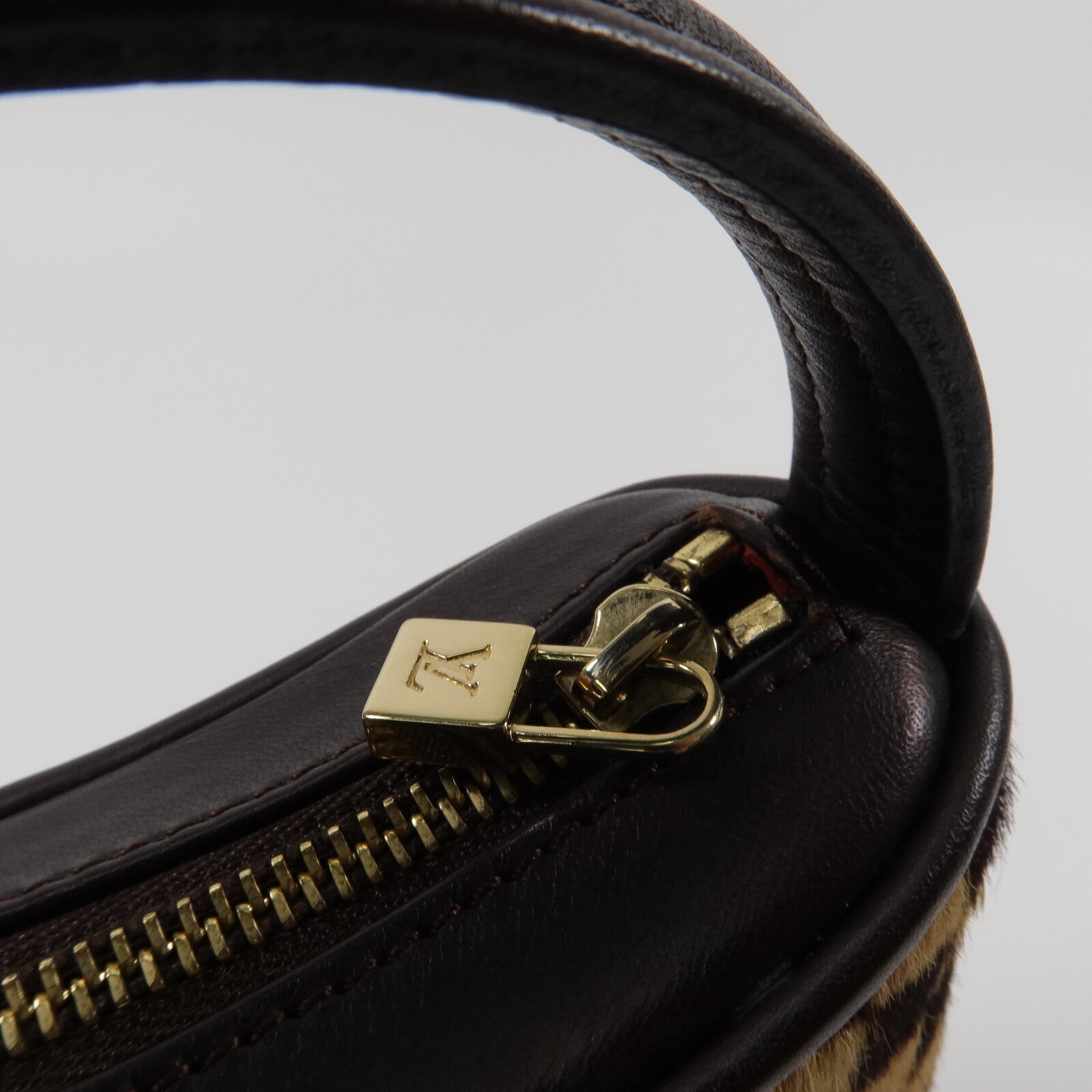 LOUIS VUITTON Damier/馬毛Sauvage Tigre手挽袋