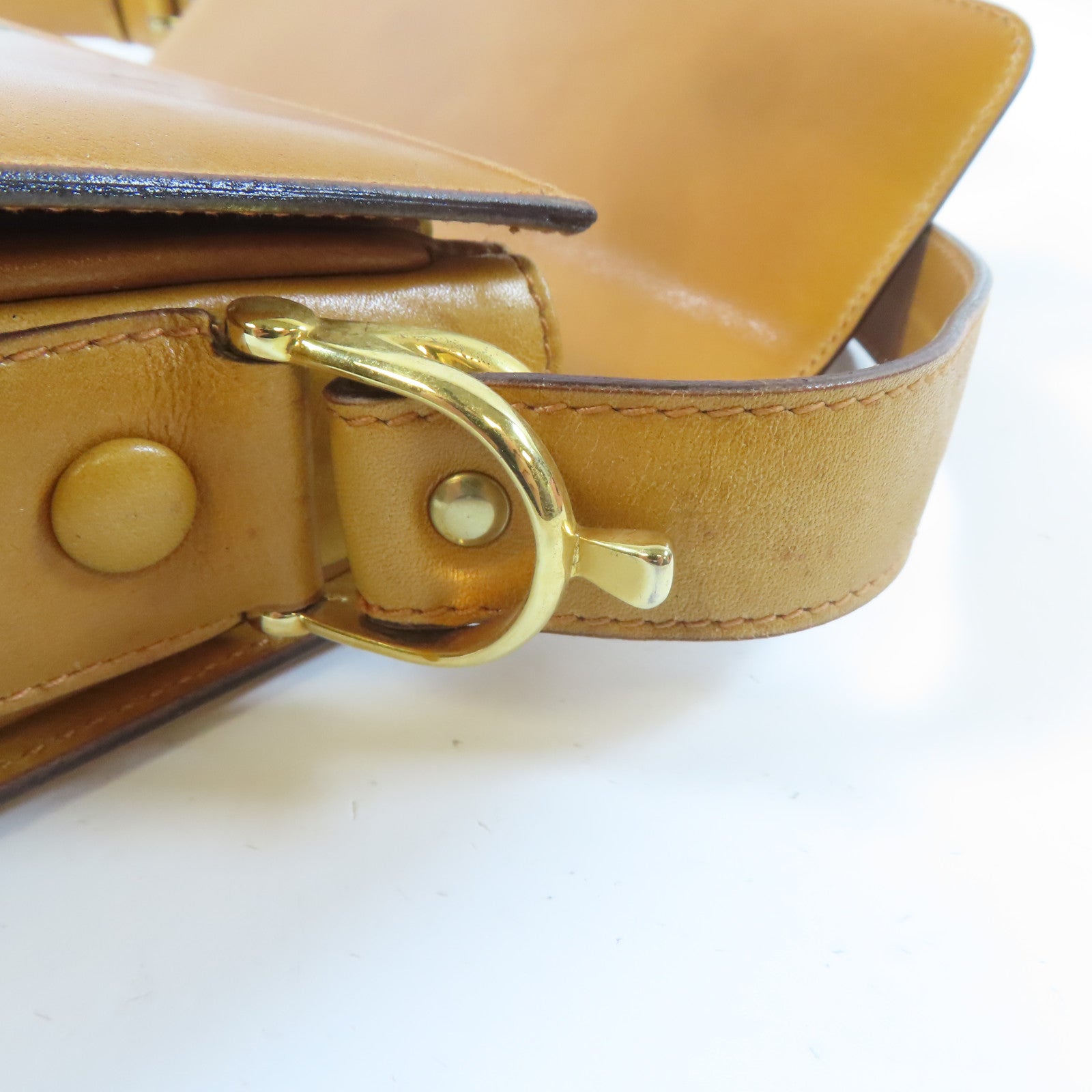 CELINE 牛皮皮革Shoulder Bag金扣金扣肩背袋啡色