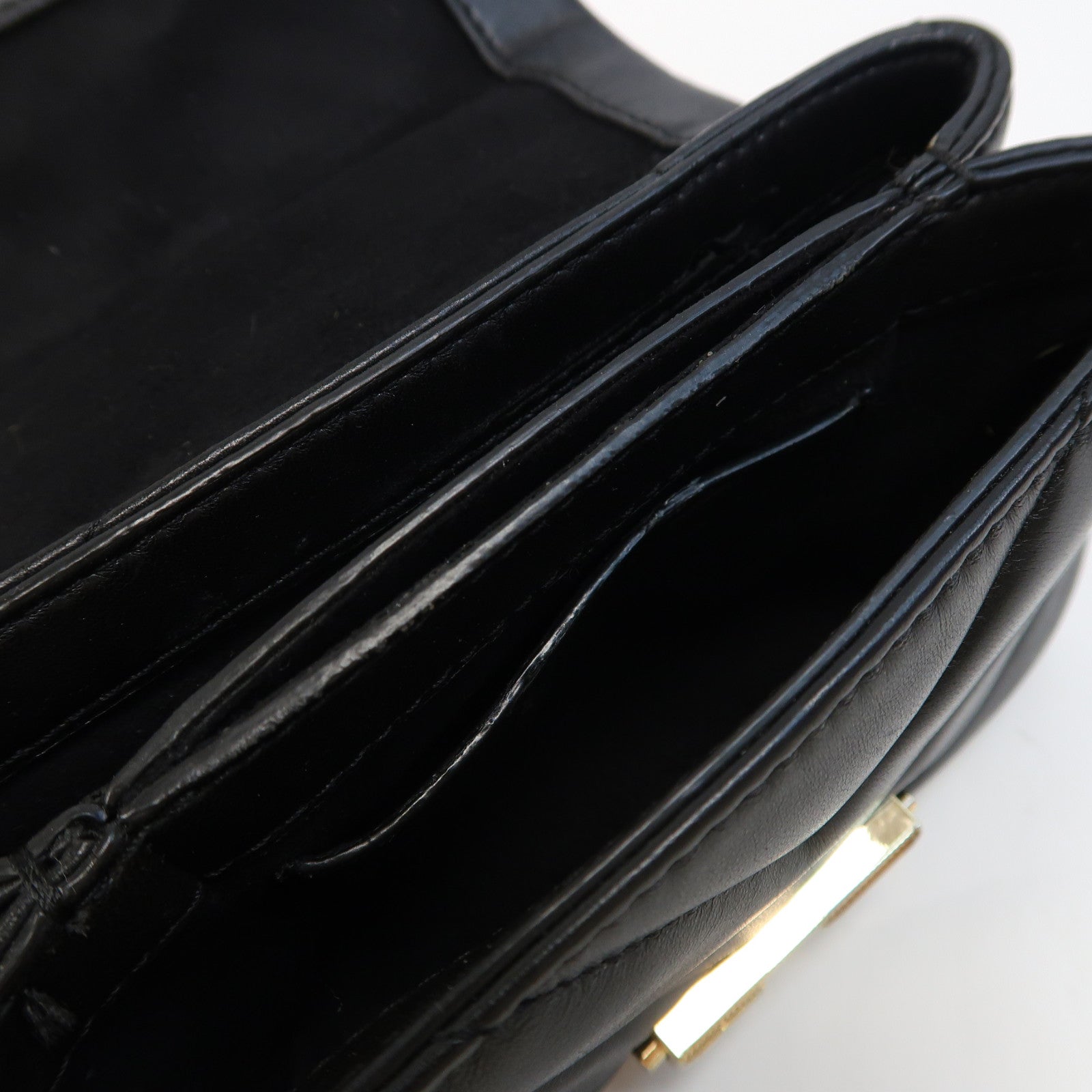 Michael Kors 牛皮皮革Chain Shoulder金扣鏈帶肩背袋黑色