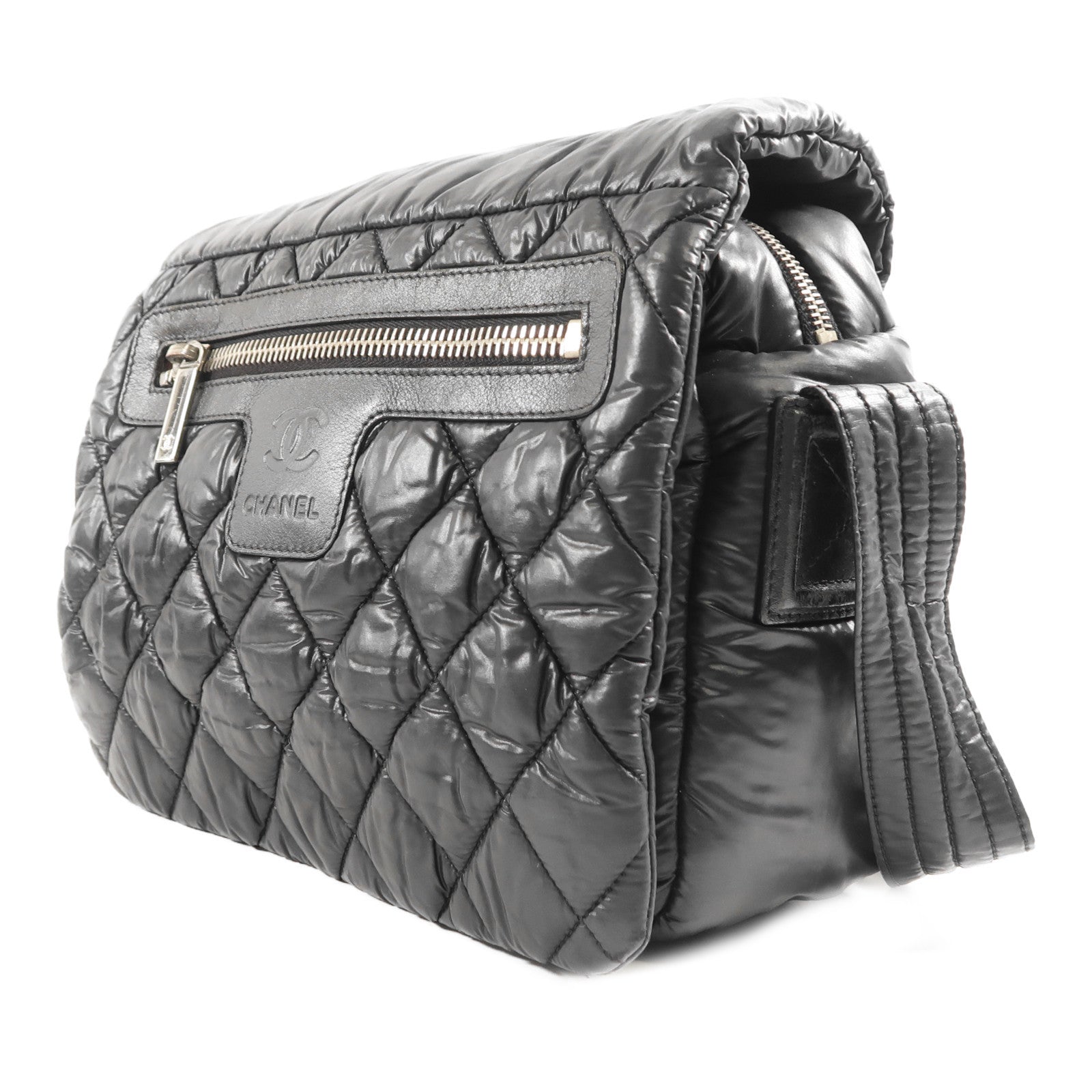CHANEL 尼龍CoCo Cocoon銀扣肩背袋