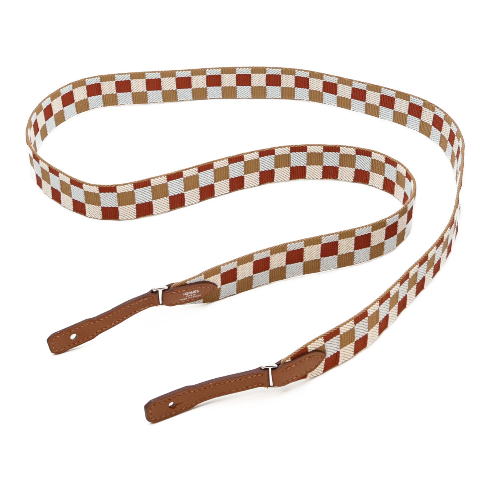 HERMES 帆布/皮革Strap銀扣肩背帶