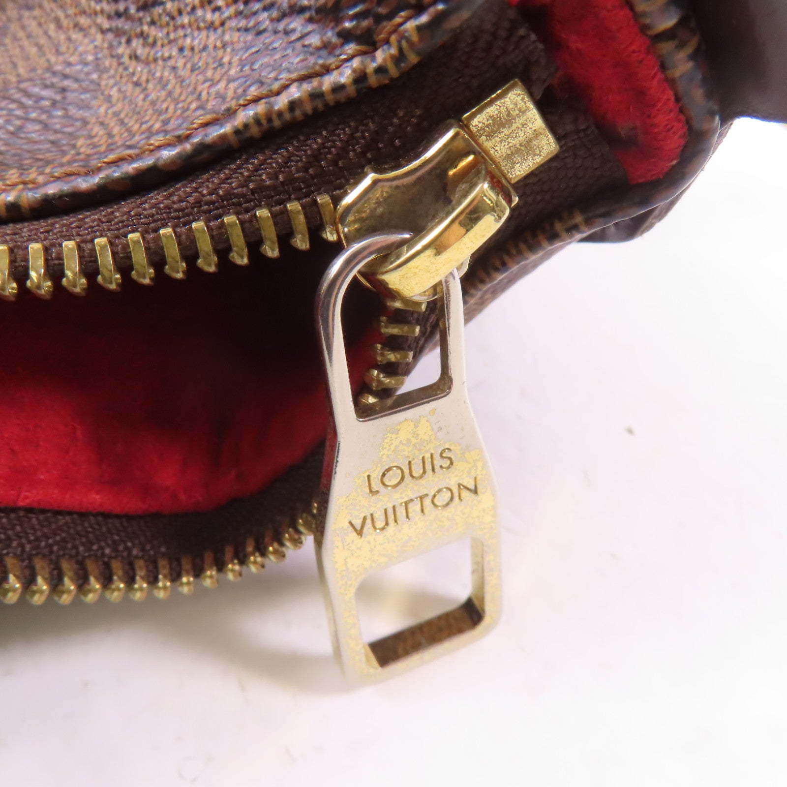 LOUIS VUITTON Damier Evora MM金扣手挽肩背兩用袋棕色