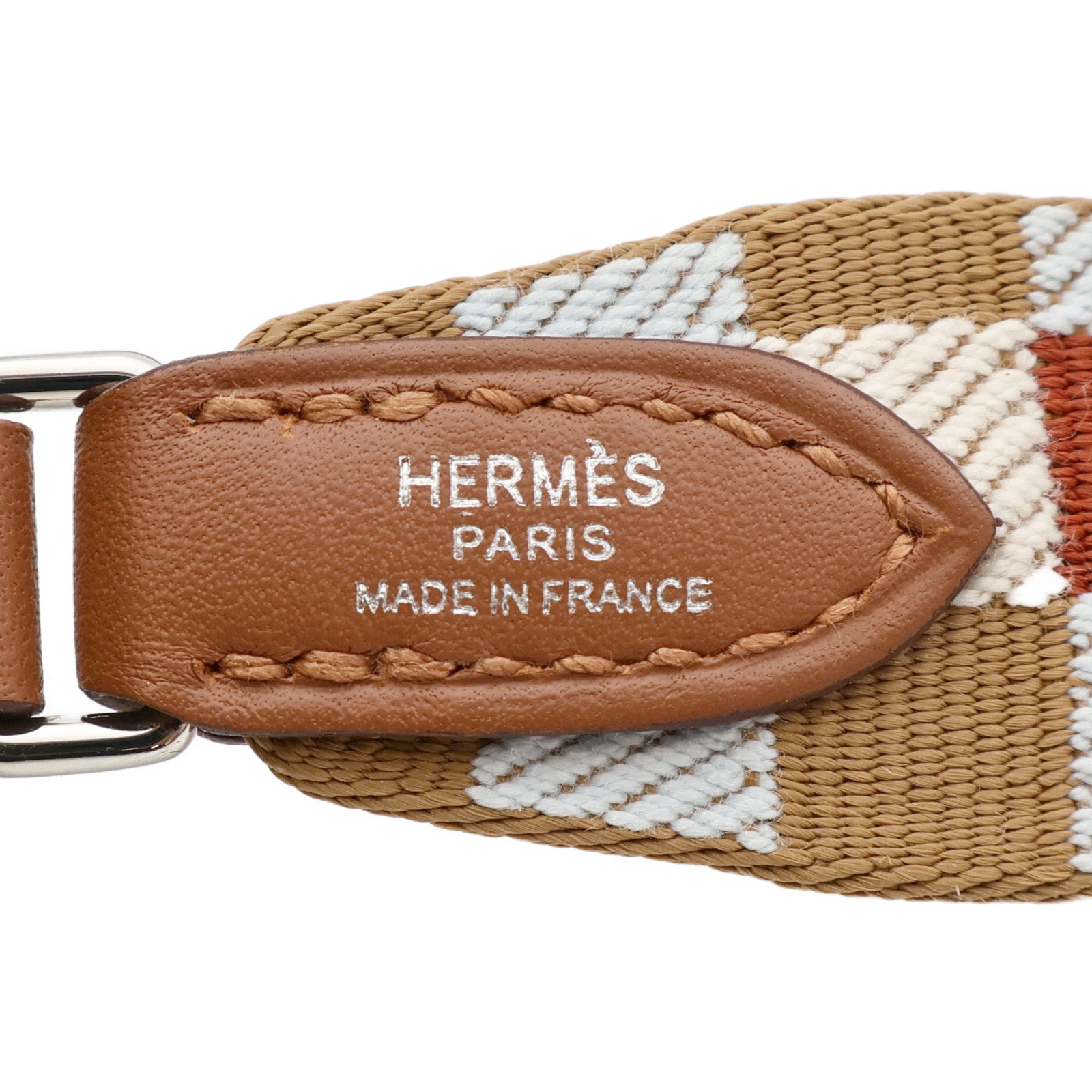 HERMES 【激減優惠】帆布/皮革Strap銀扣肩背帶