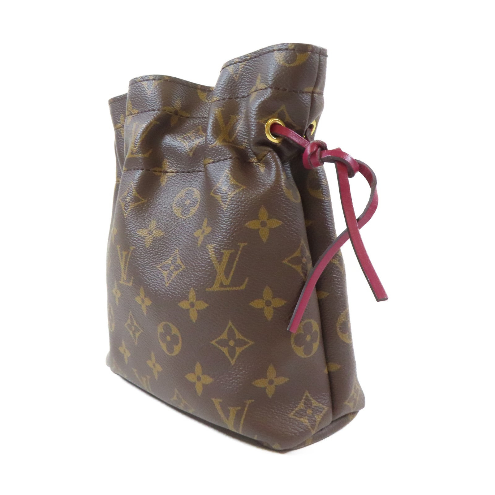 LOUIS VUITTON 【激減優惠】Monogram Posh Noe Drawstring Pouch金扣手拿包啡色/紫色