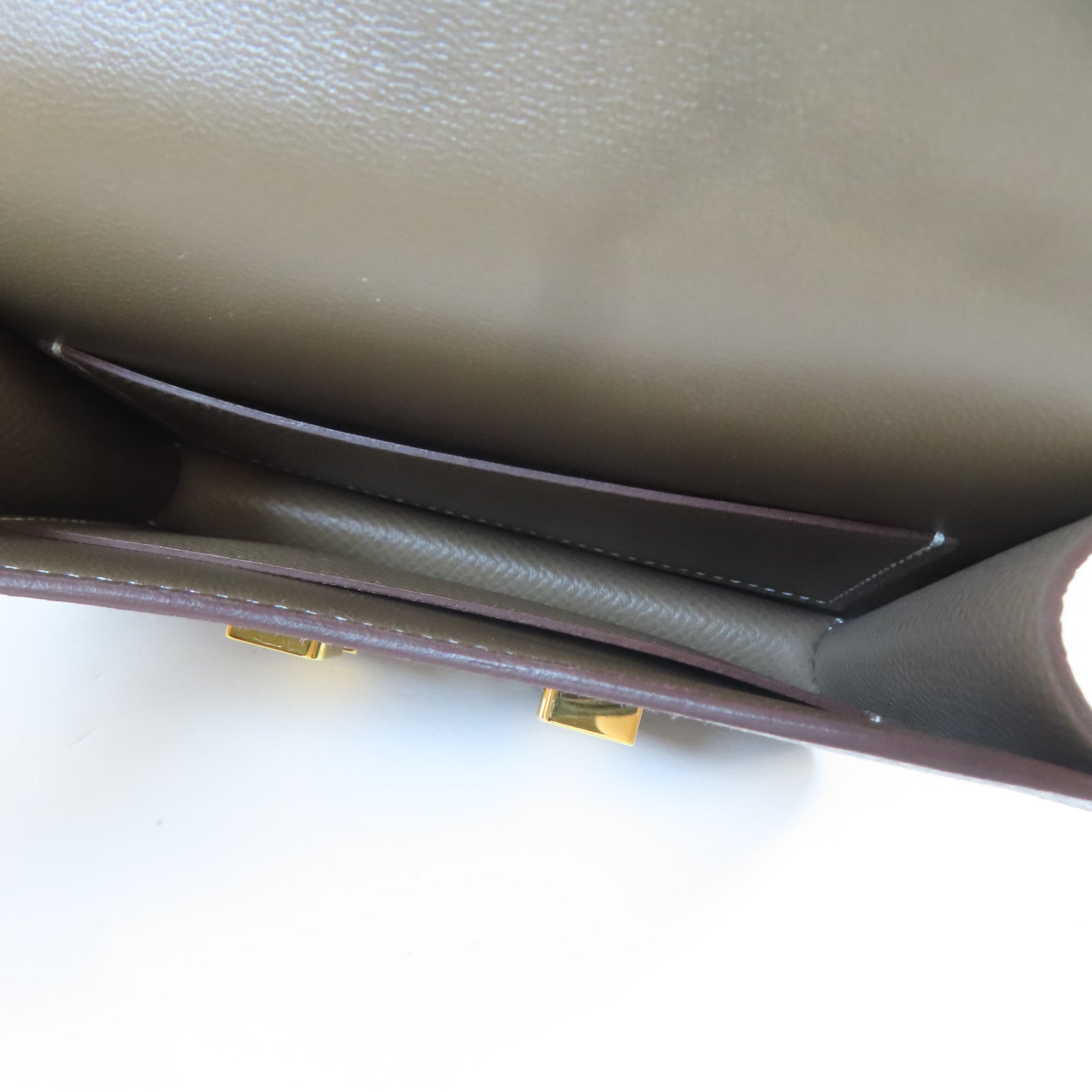HERMES Epsom皮革Constance Slim Wallet金扣錢包Etoupe/大象灰色