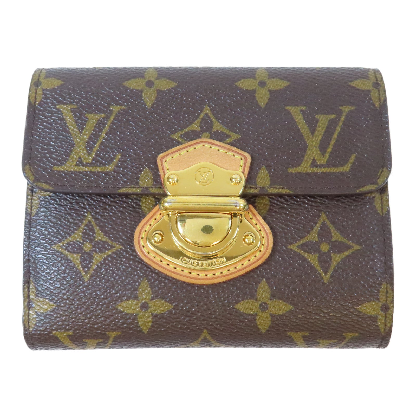 LOUIS VUITTON Monogram Joey Wallet金扣三摺短錢包啡色