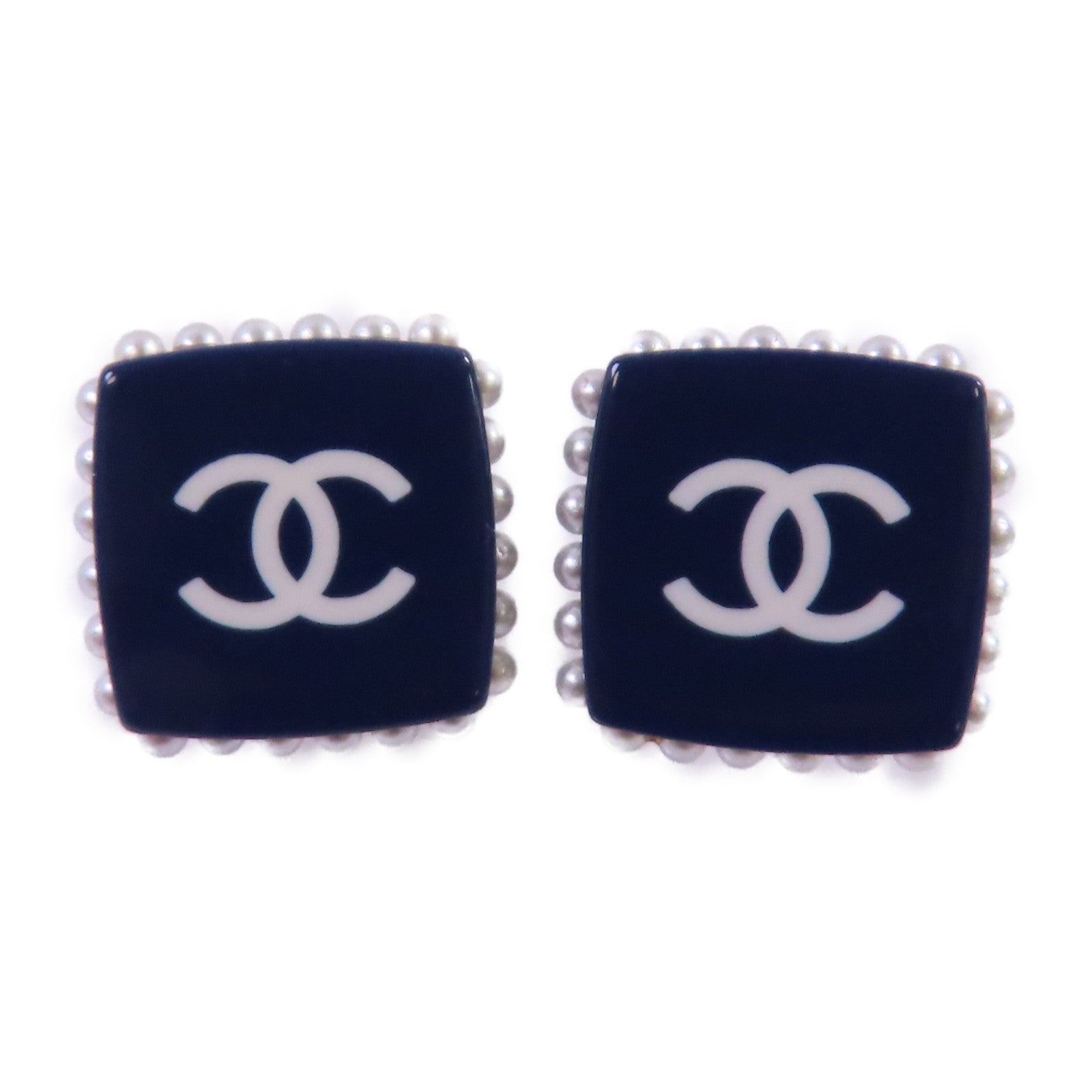 CHANEL PVC CC Earrings耳環藍色/白色