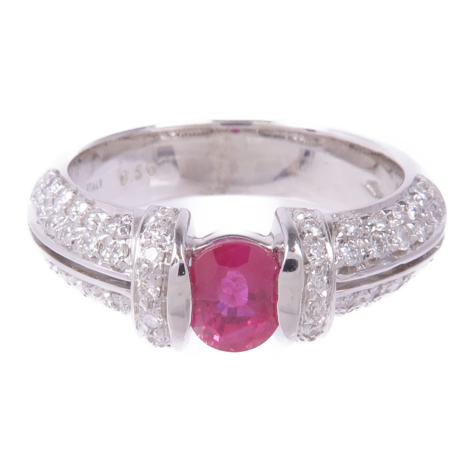 JEWELRY 【激減優惠】18K白金Ruby Diamond Ring紅寶石/鑽石戒指US#6