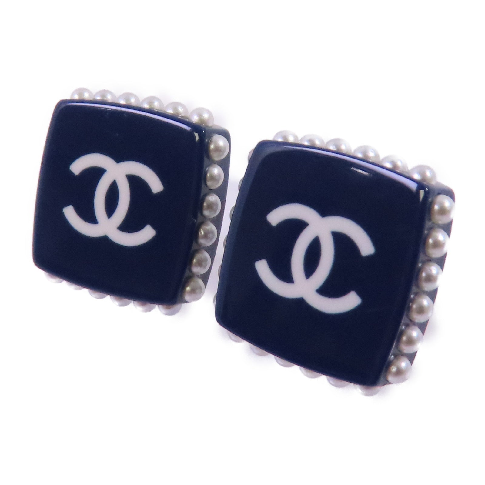 CHANEL PVC CC Earrings耳環藍色/白色