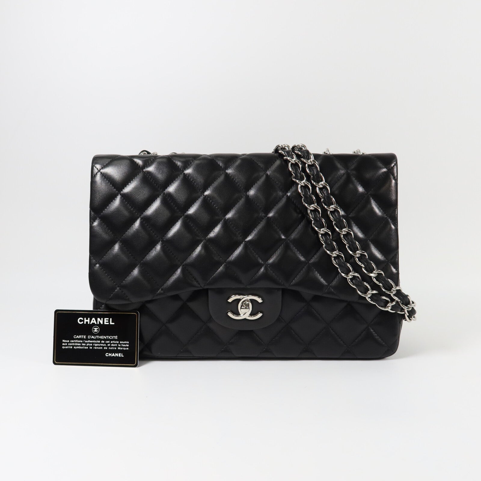 CHANEL 羊皮皮革Large Single Classic鏈帶肩背袋