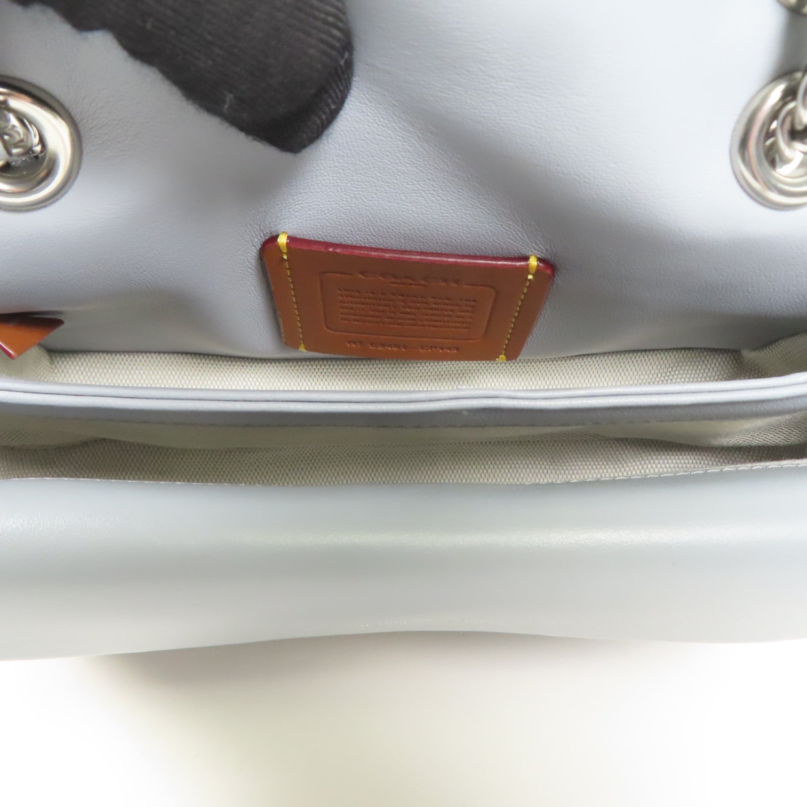 COACH 皮革Shoulder Bag銀扣鏈帶肩背袋