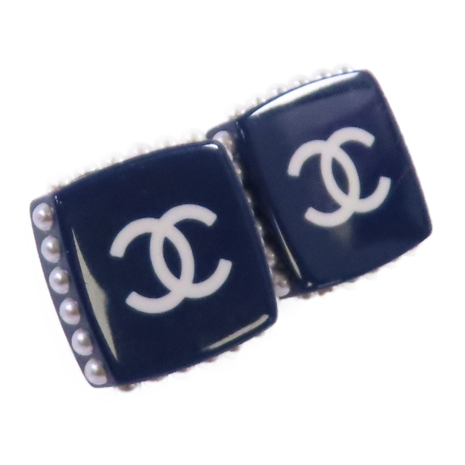 CHANEL PVC CC Earrings耳環藍色/白色