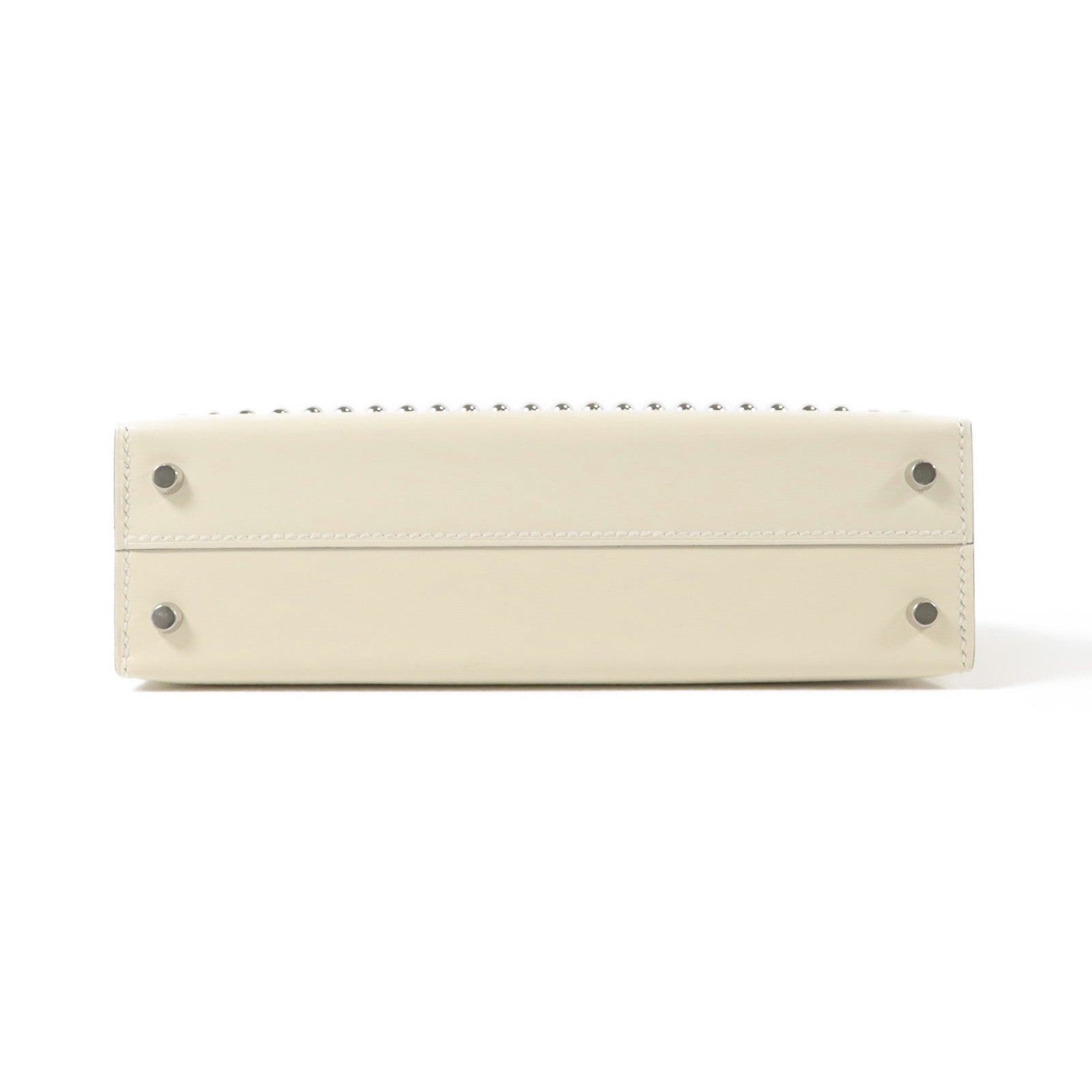 HERMES Box Calf皮革Mini Kelly II Sellier Cloute手挽肩背兩用袋Cream