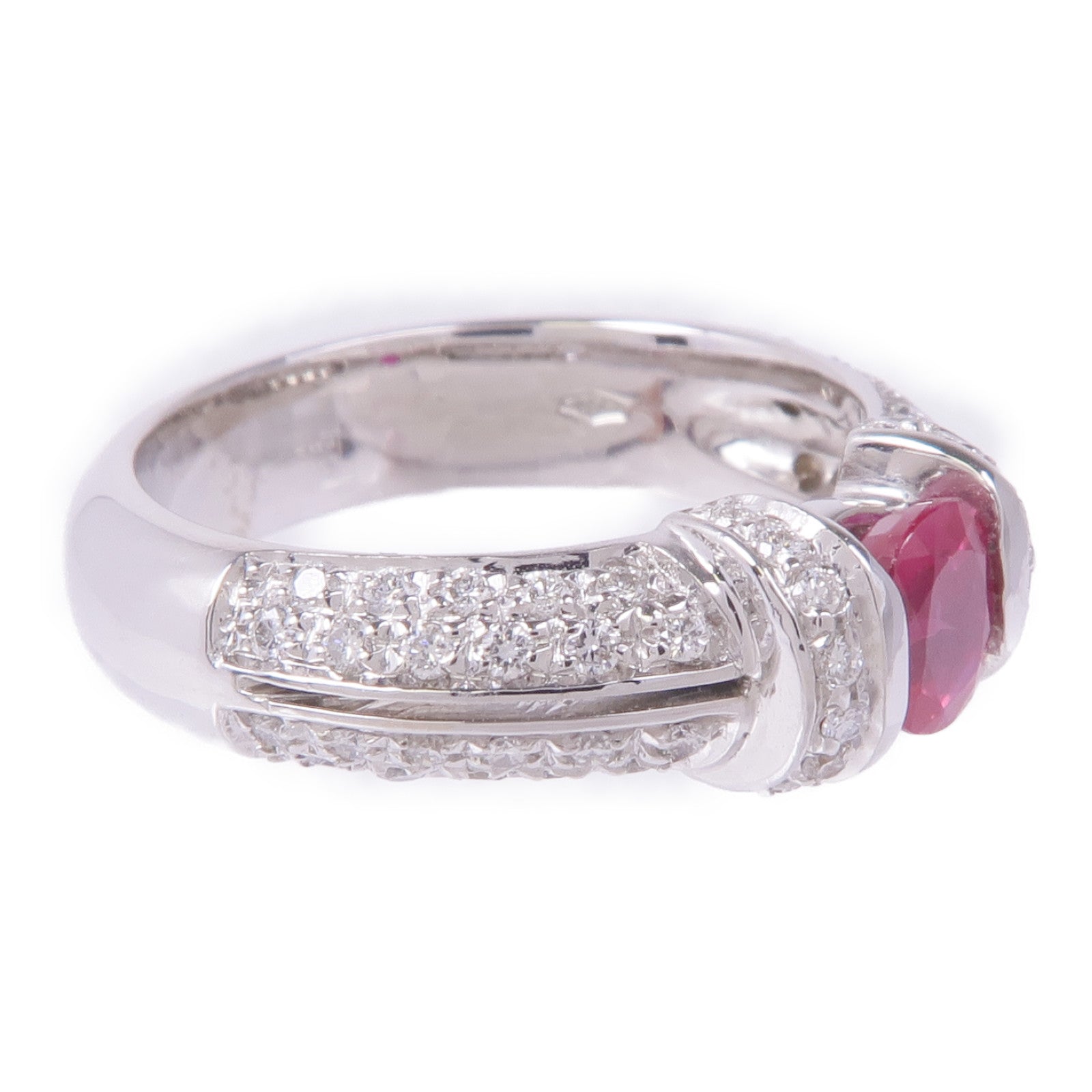 JEWELRY 【激減優惠】18K白金Ruby Diamond Ring紅寶石/鑽石戒指US#6