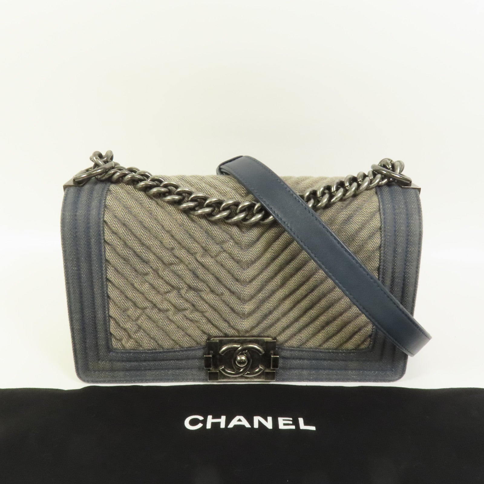 CHANEL 【激減優惠】Demin Boy 25鏈帶肩背袋