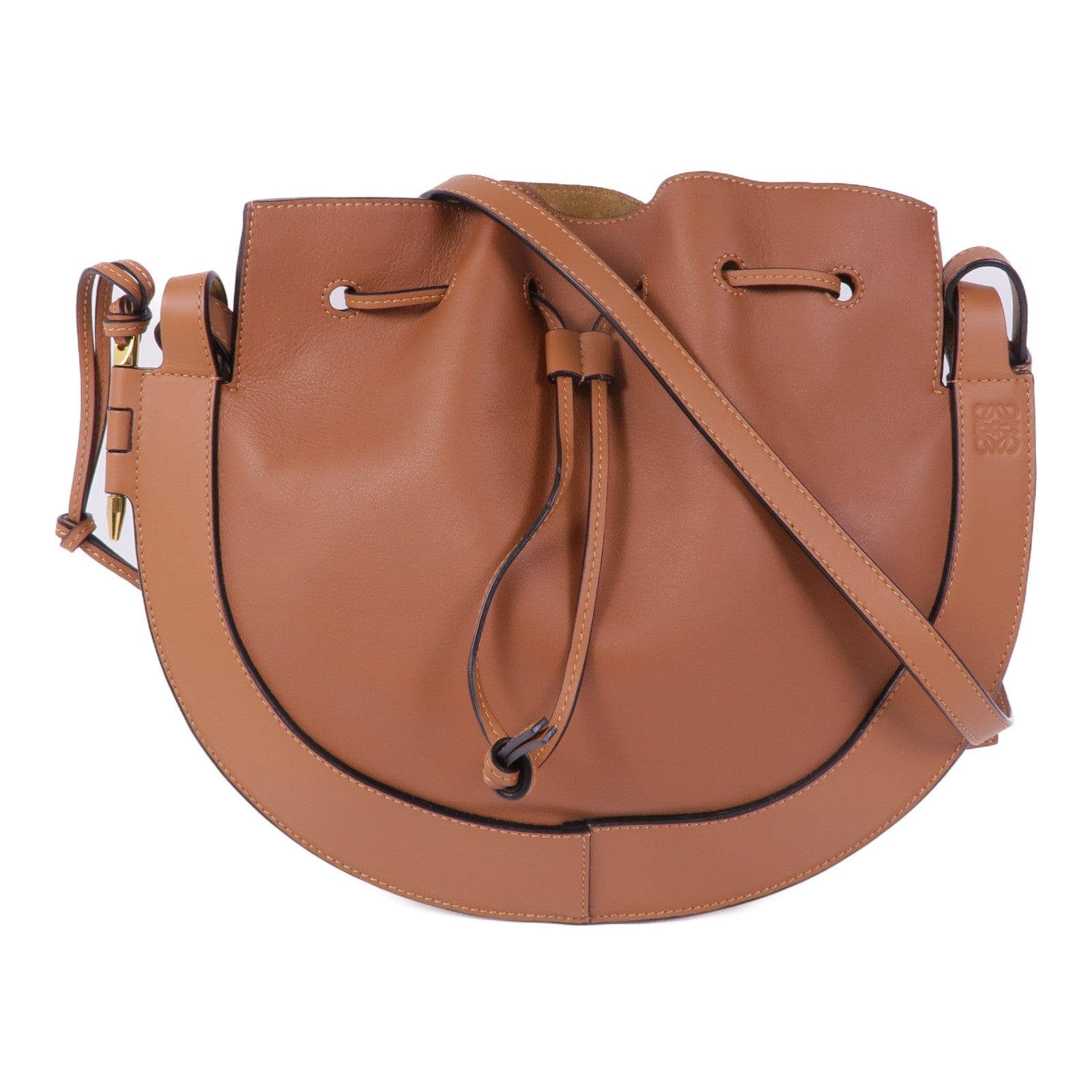 LOEWE 牛皮皮革Horseshoe金扣肩背袋