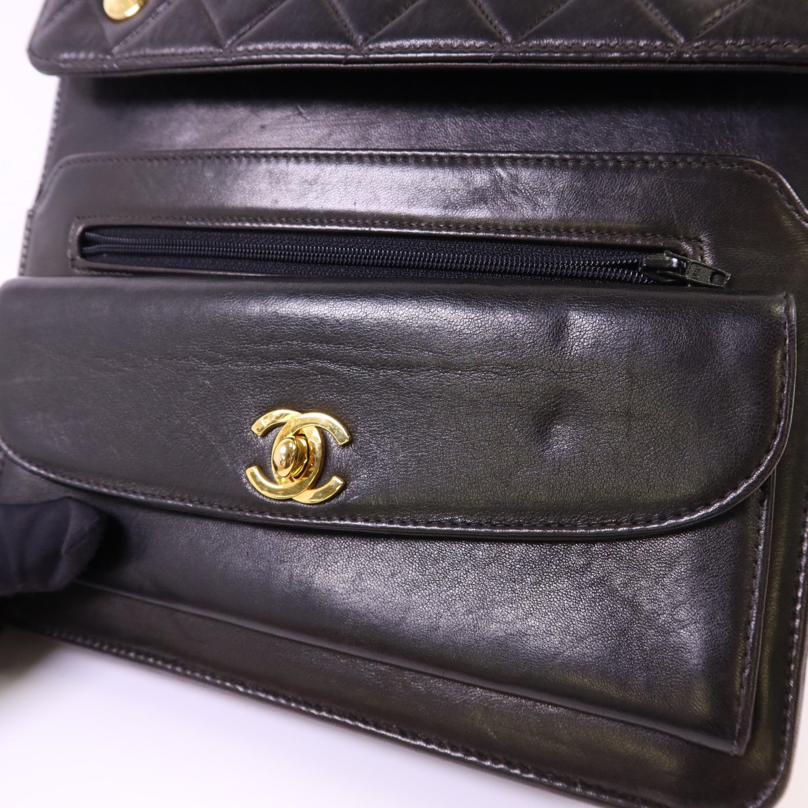 CHANEL 牛皮皮革Vintage Shoulder Bag金扣肩背袋