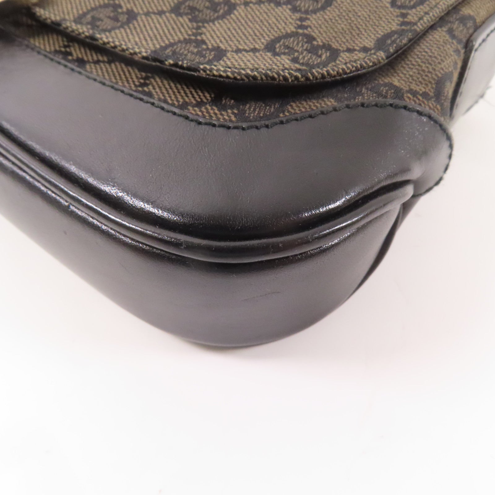 GUCCI 帆布/牛皮皮革Hand Bag肩背袋黑色/棕色