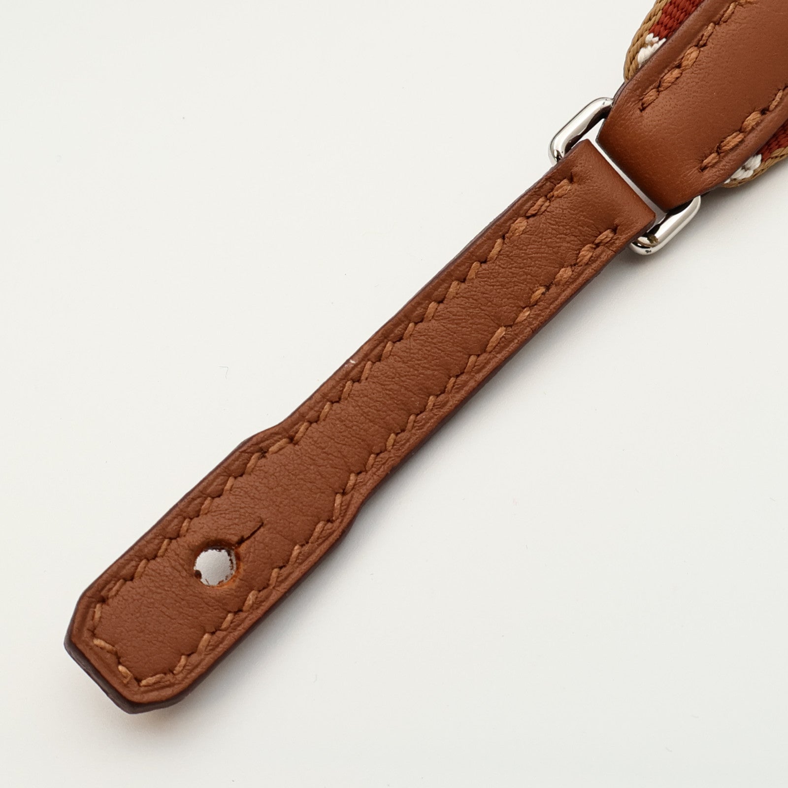 HERMES 【激減優惠】帆布/皮革Strap銀扣肩背帶