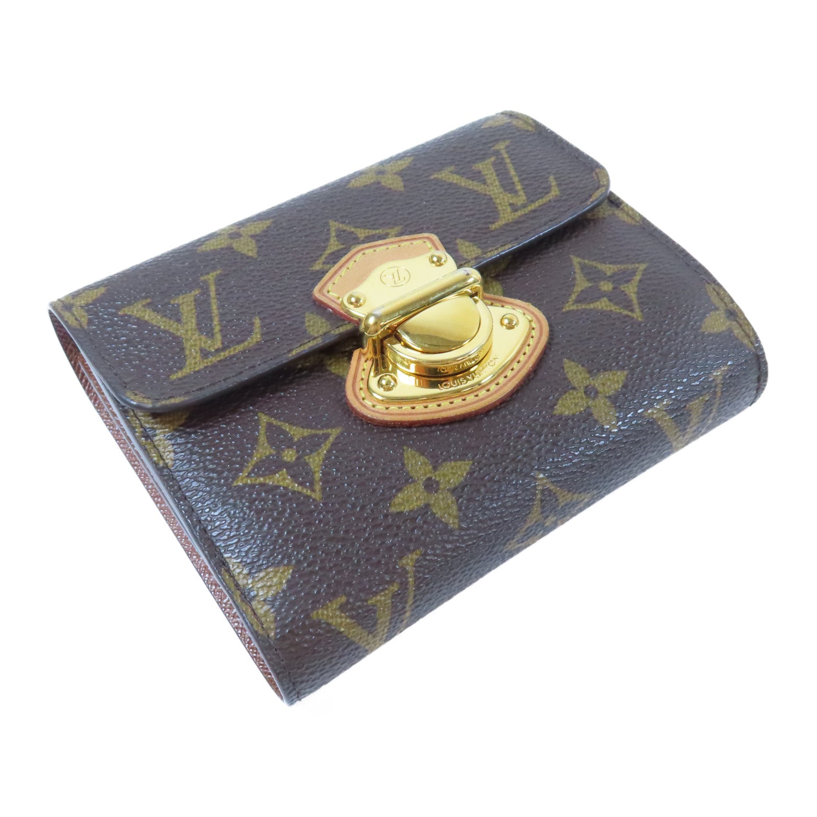 LOUIS VUITTON Monogram Joey Wallet金扣三摺短錢包啡色