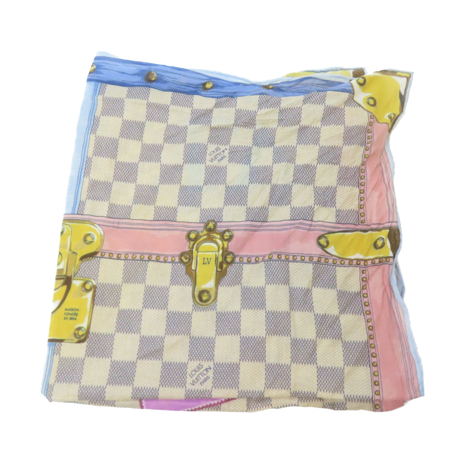 LOUIS VUITTON 【激減優惠】Damier Azur Summer Trunk Scarf絲巾彩色