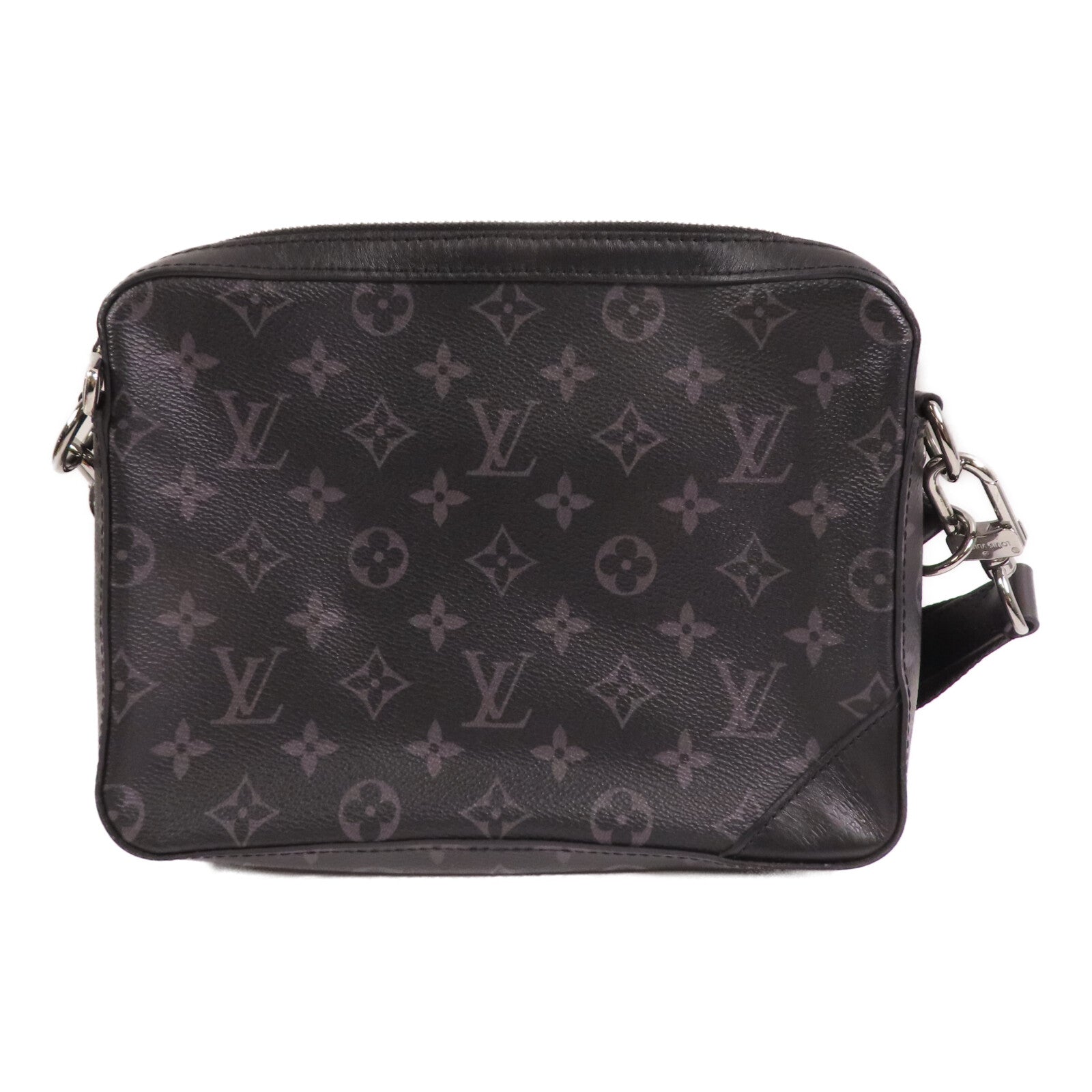 LOUIS VUITTON Monogram Eclipse Reverse Trio Messenger銀扣肩背袋灰色