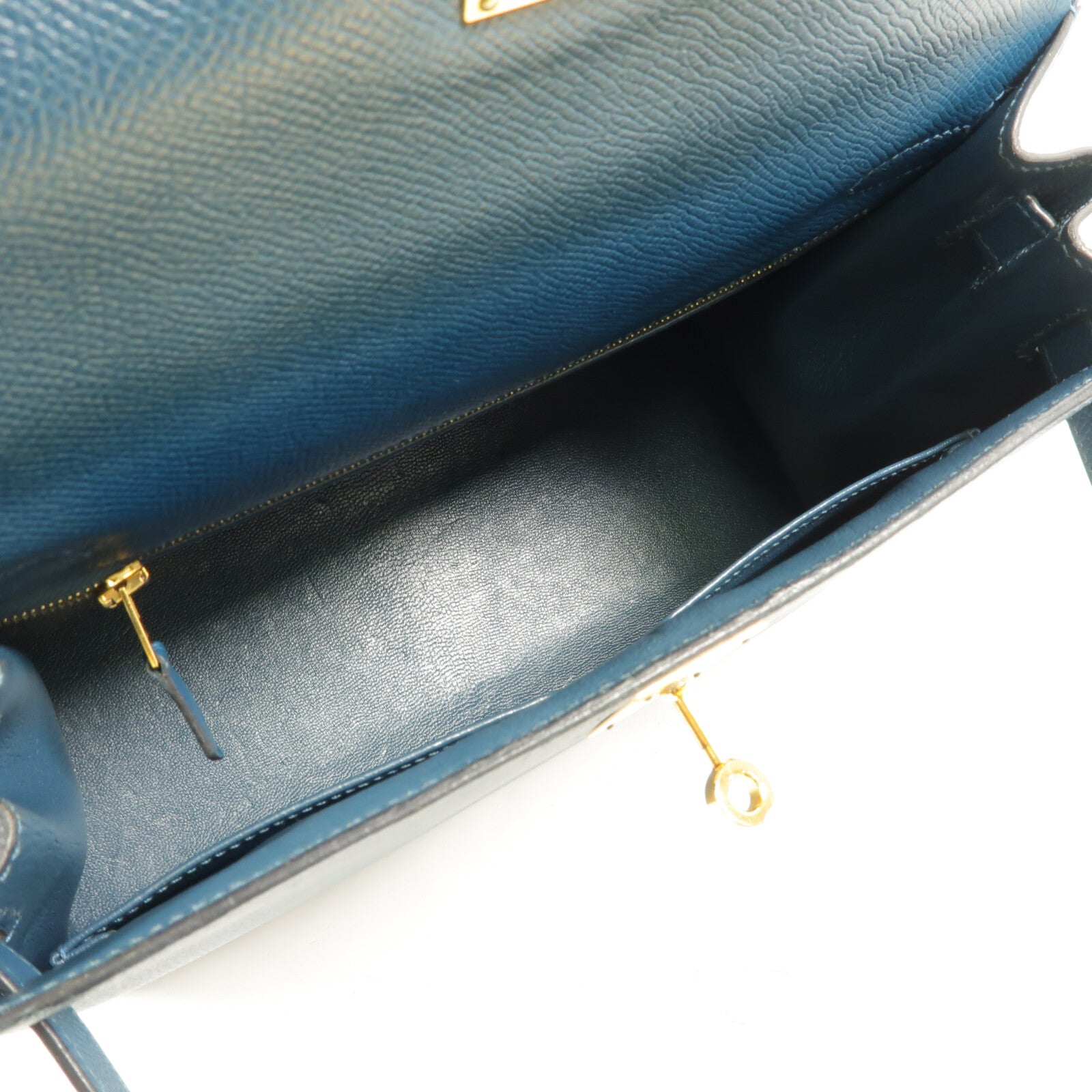 HERMES Epsom皮革Kelly 28手挽肩背兩用袋Bleu Colvert