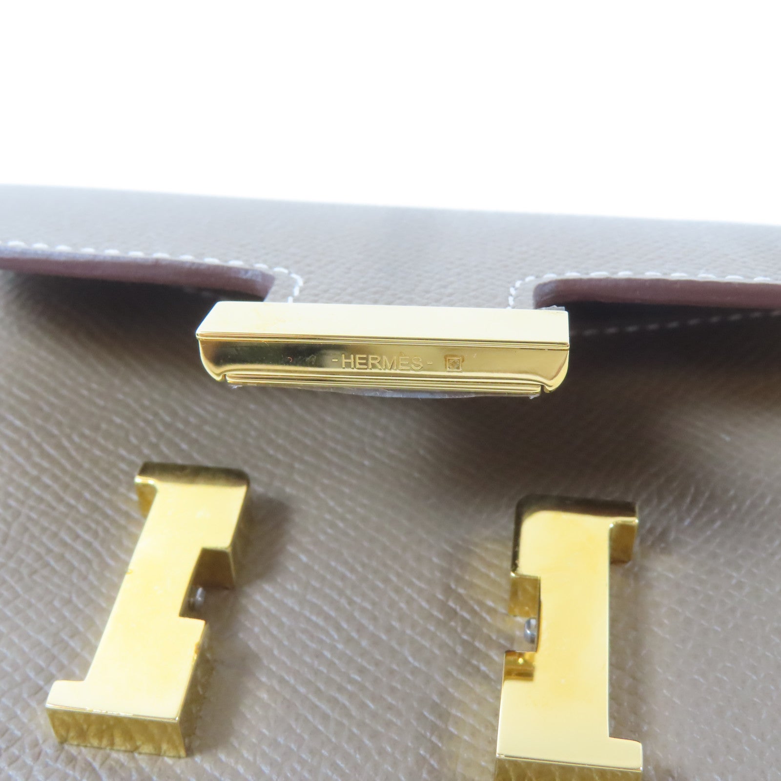 HERMES Epsom皮革Constance Slim Wallet金扣錢包Etoupe/大象灰色