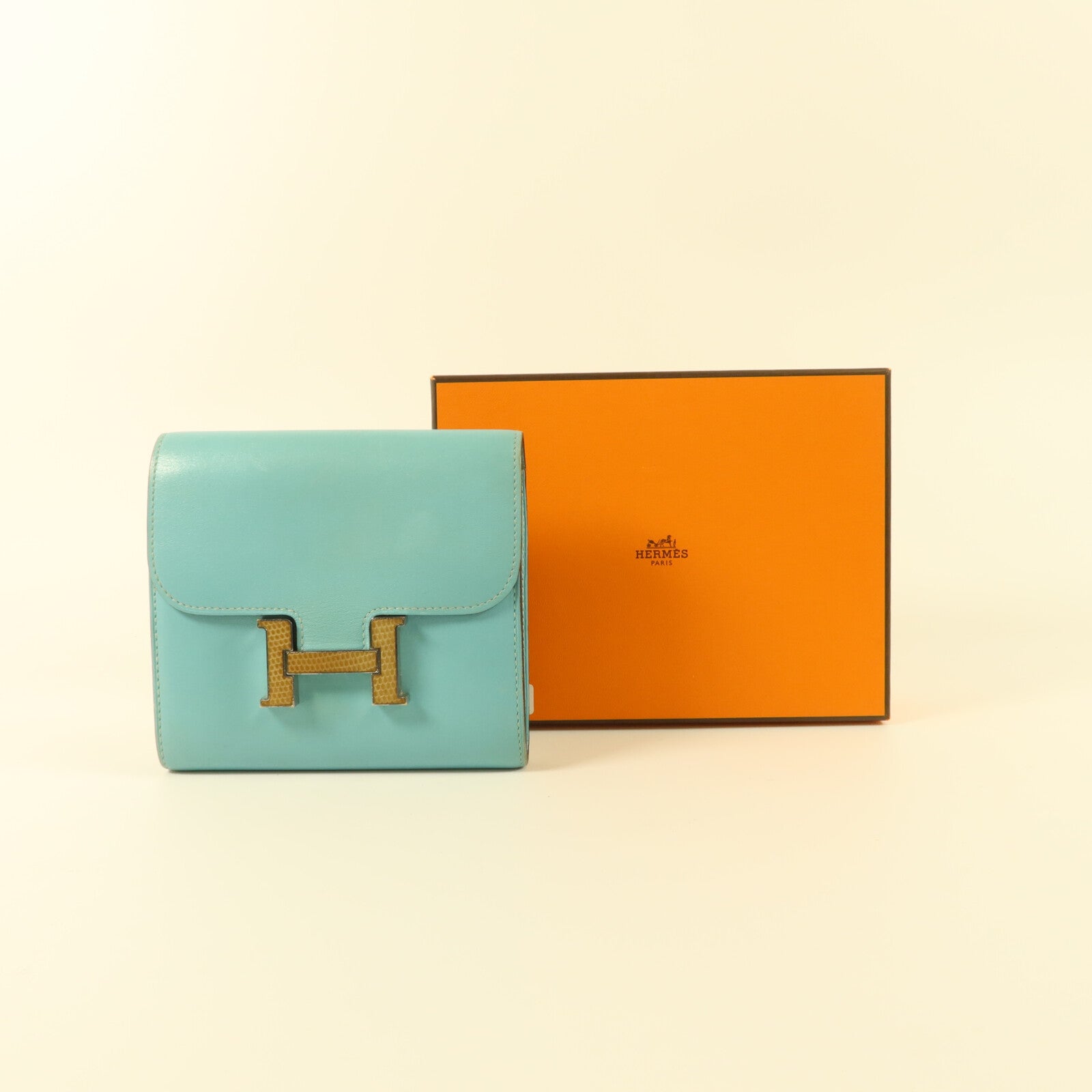 HERMES 蜥蝪皮革/Swift皮革Constance Wallet錢包Atoll