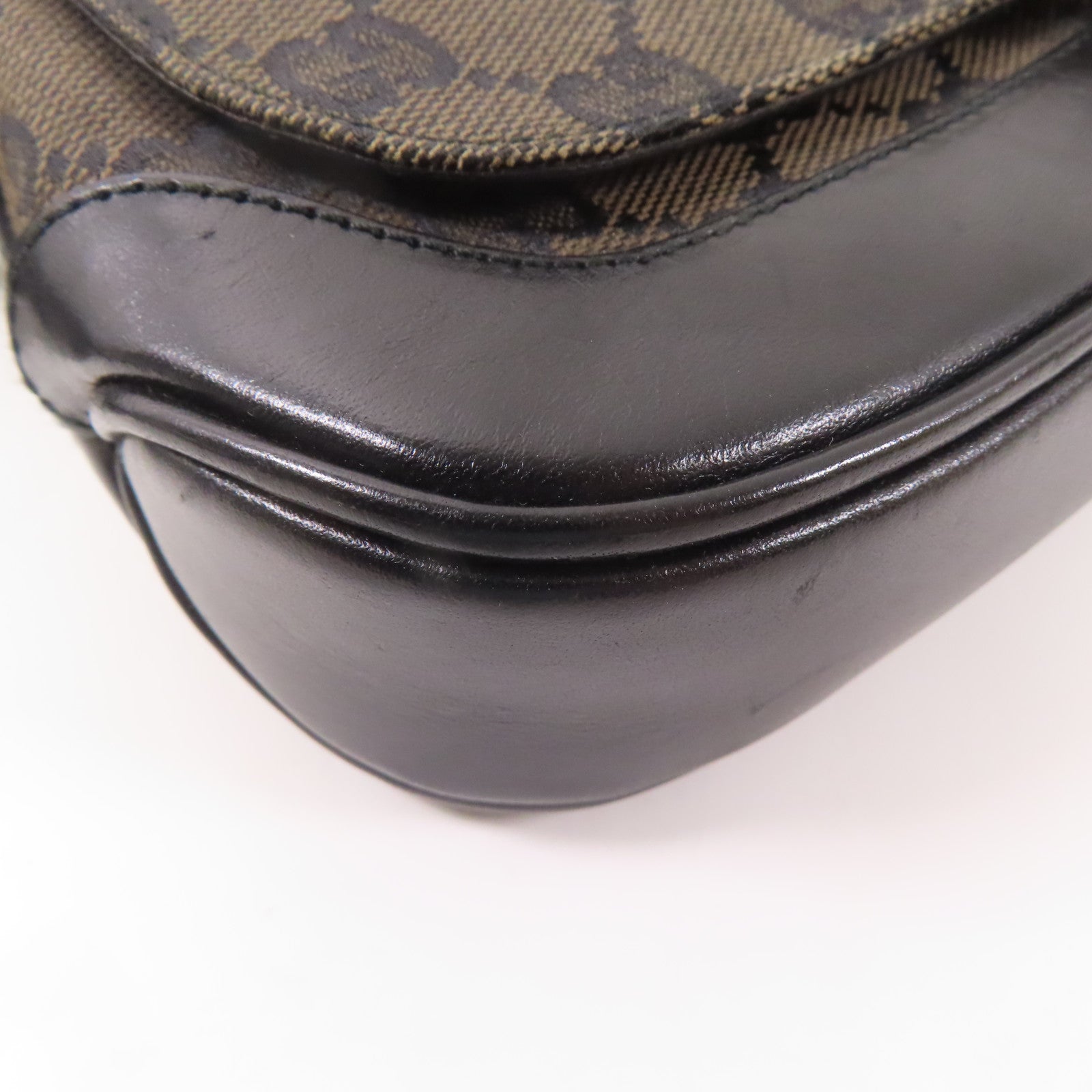 GUCCI 帆布/牛皮皮革Hand Bag肩背袋黑色/棕色