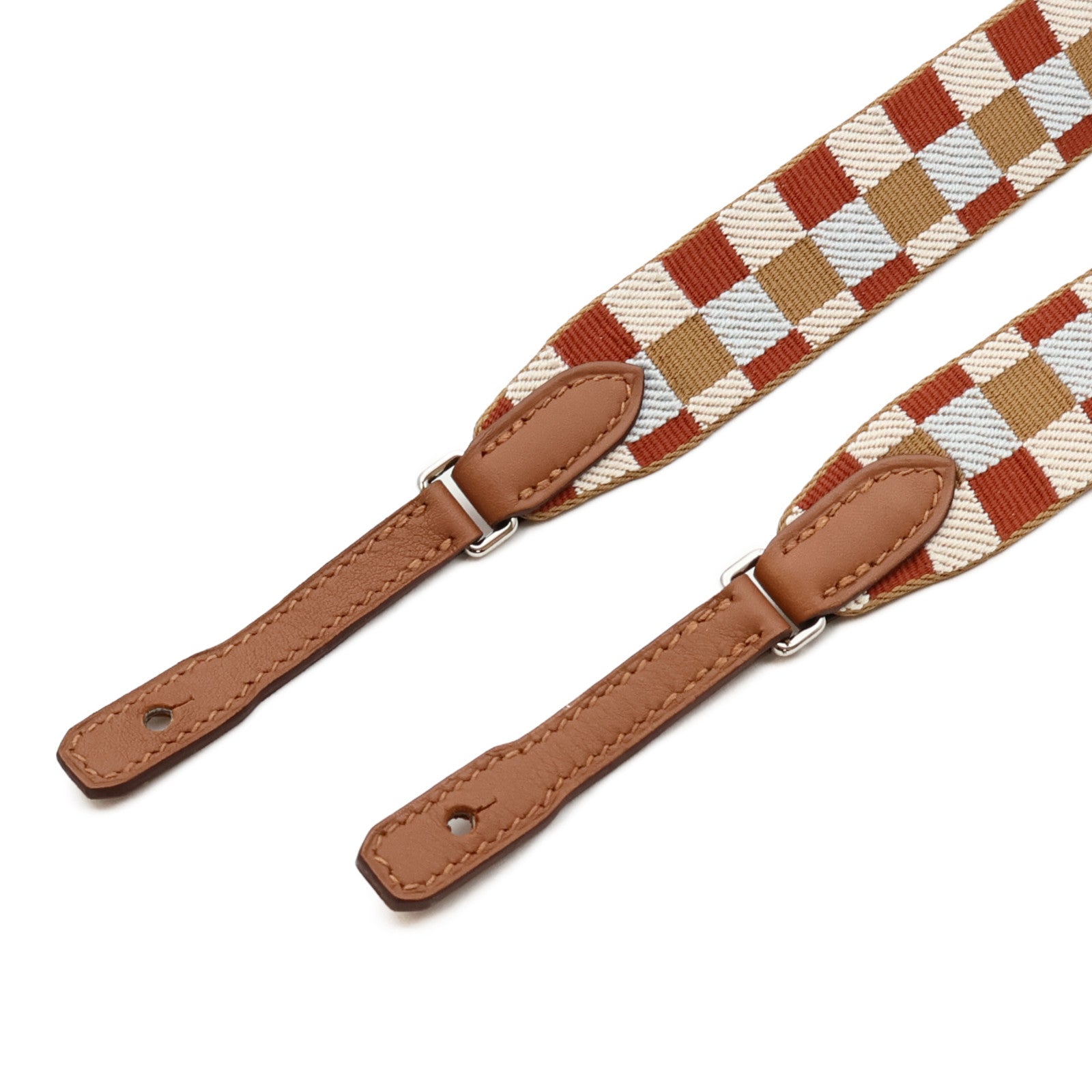 HERMES 帆布/皮革Strap銀扣肩背帶