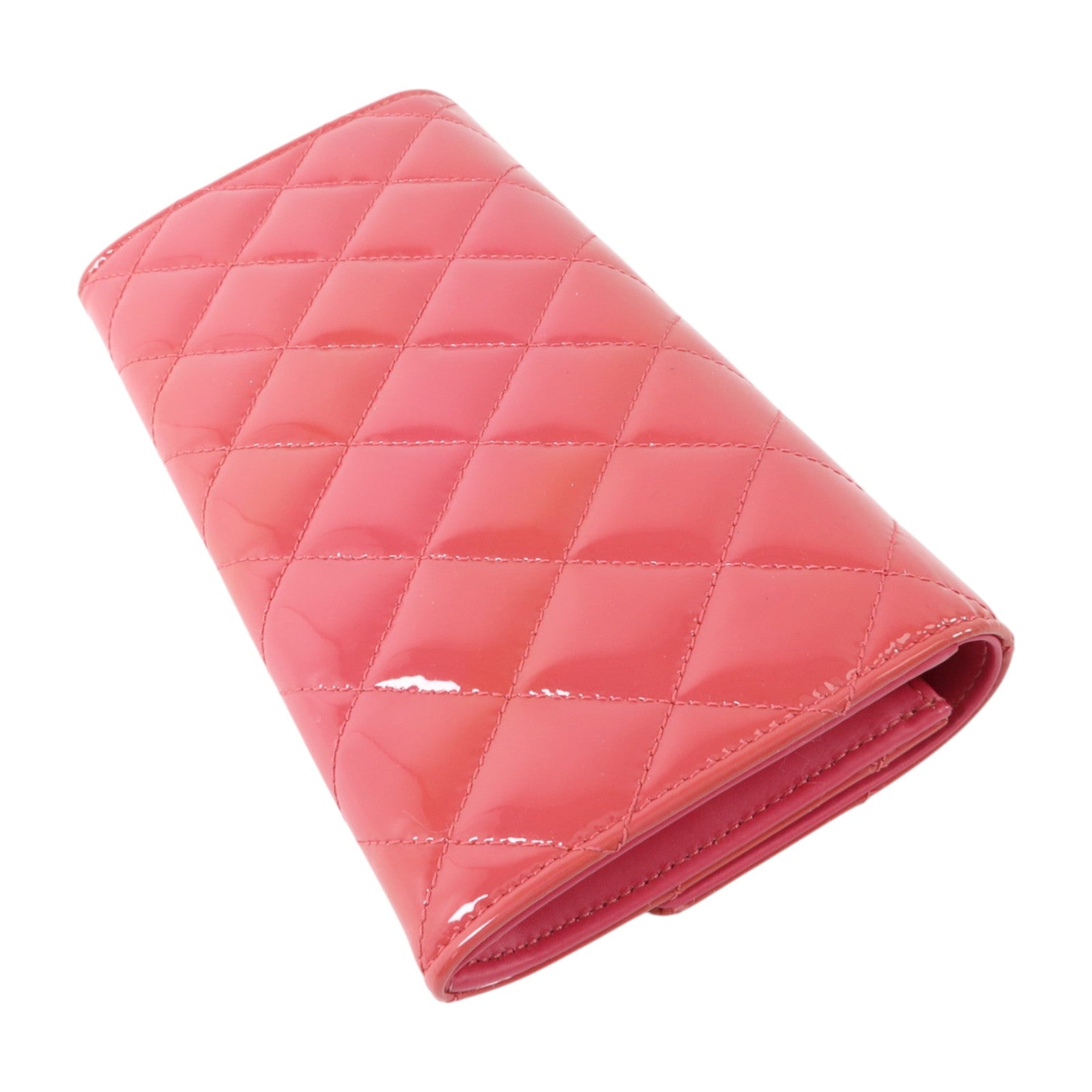 CHANEL 漆皮皮革Long Wallet銀扣長錢包