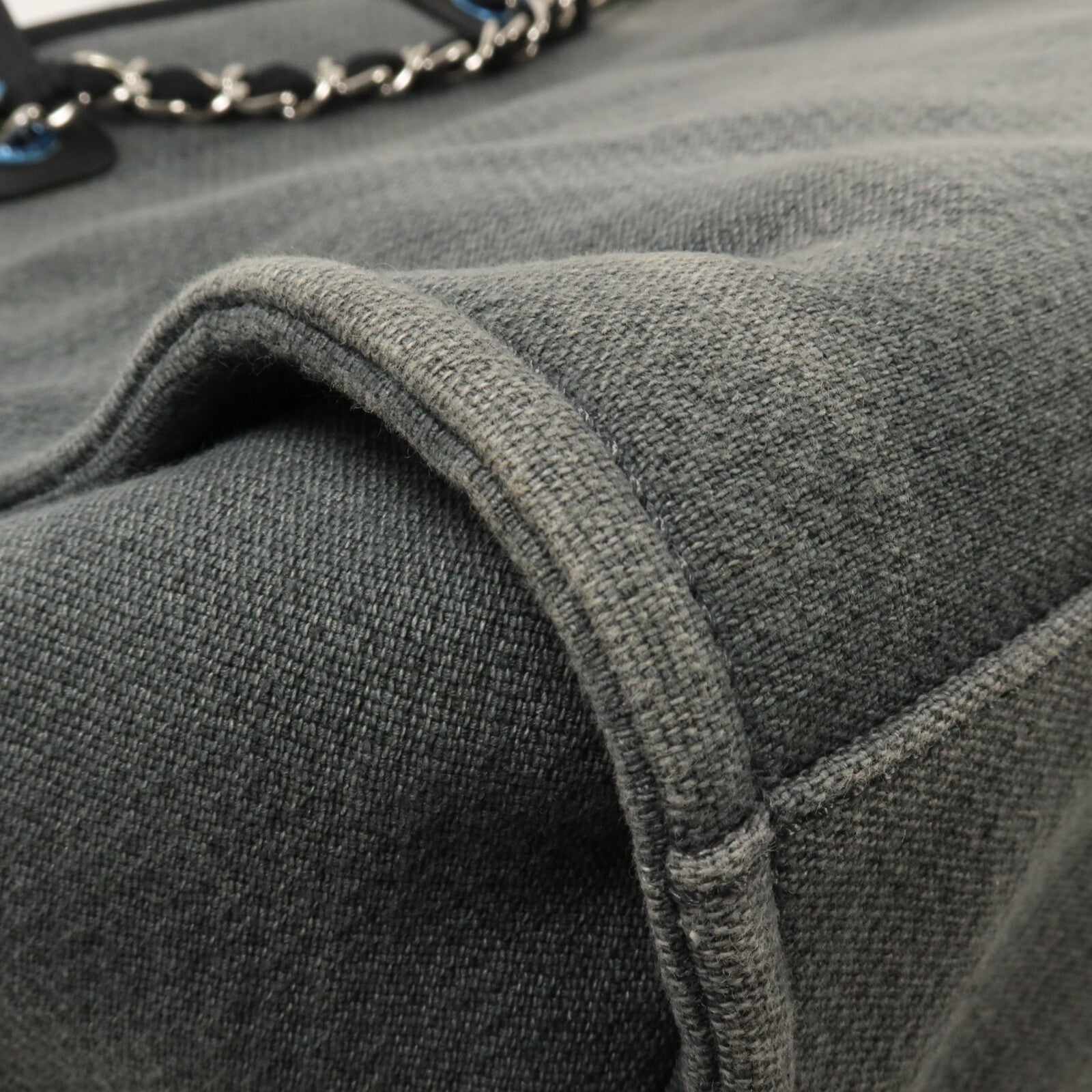 CHANEL 帆布Deauville Tote Medium鏈帶手挽肩背兩用袋