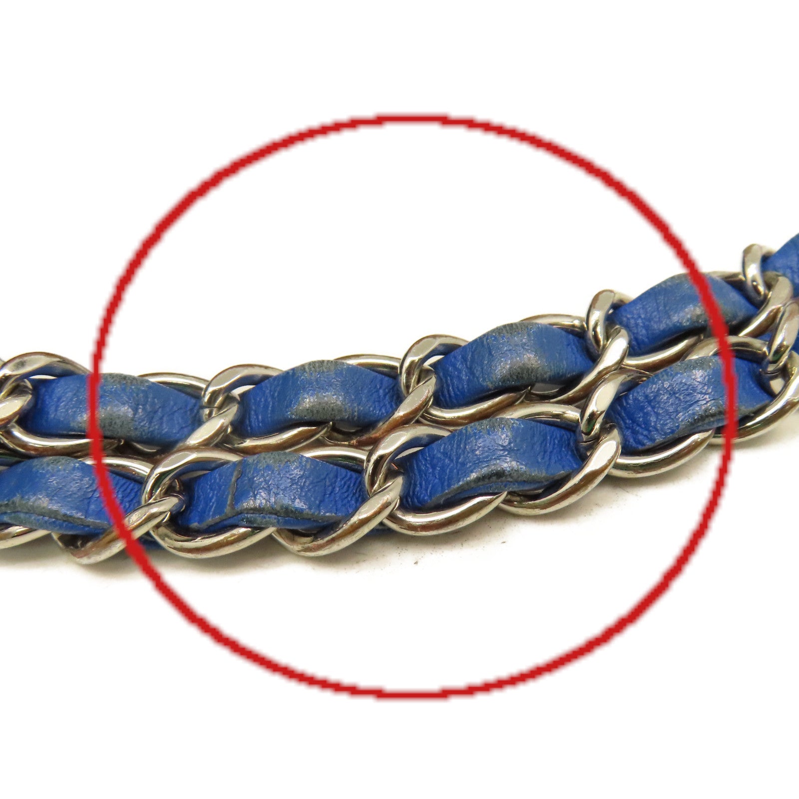 CHANEL 菱格漆皮皮革Chain Shoulder Bag銀扣鏈帶肩背袋藍色
