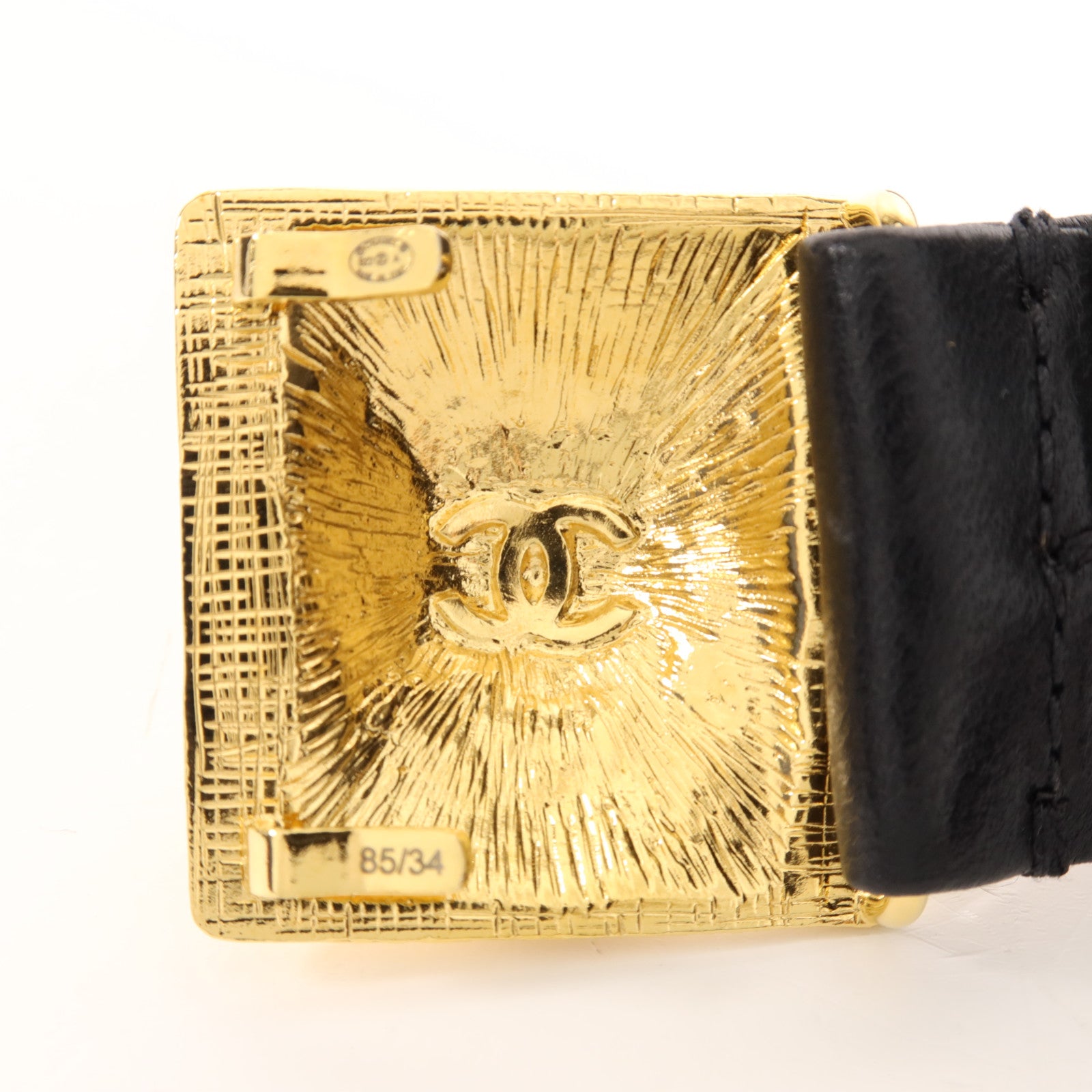 CHANEL 羊皮皮革Belt金扣皮帶