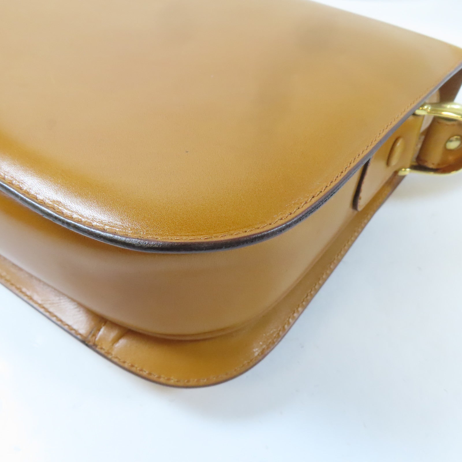 CELINE 牛皮皮革Shoulder Bag金扣金扣肩背袋啡色