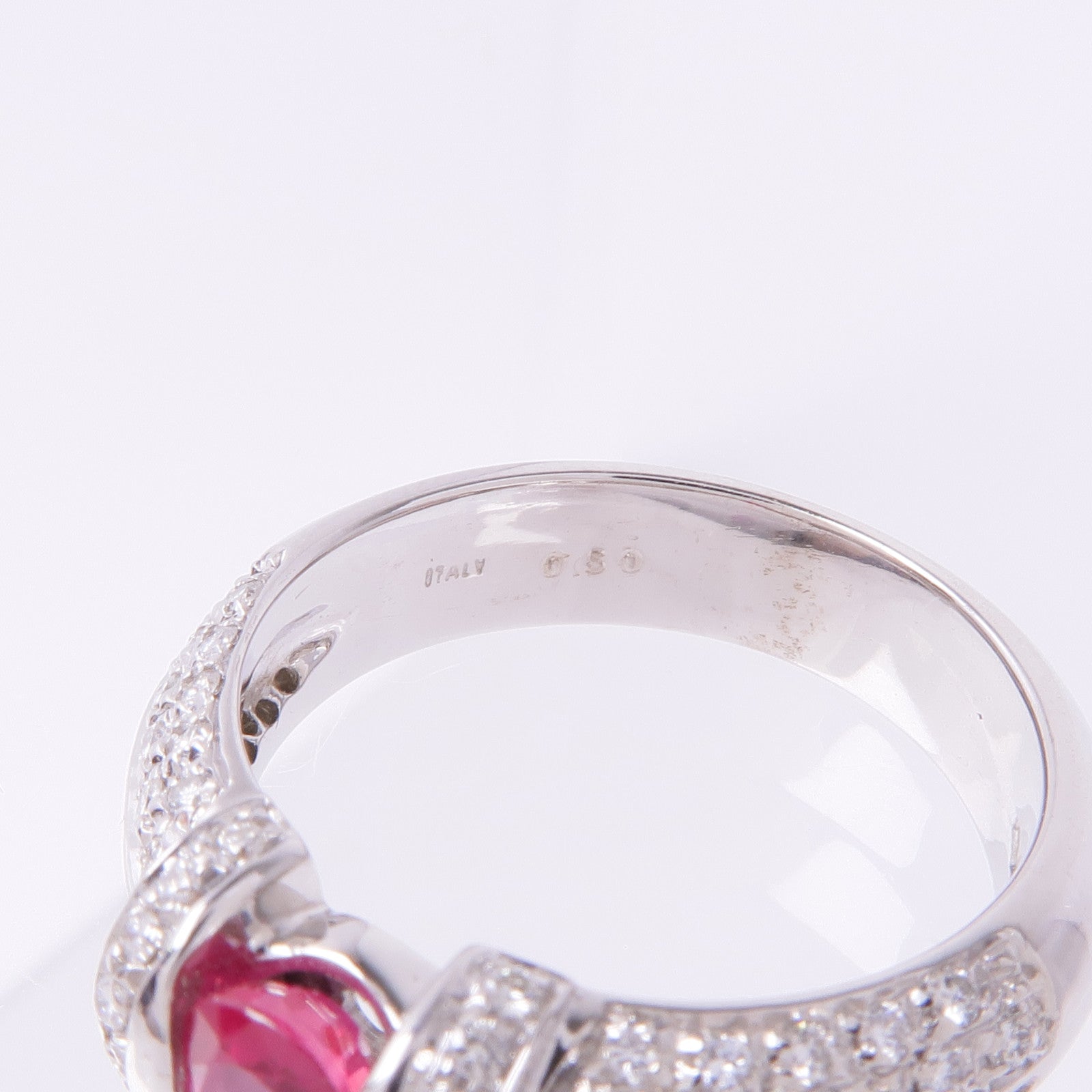 JEWELRY 【激減優惠】18K白金Ruby Diamond Ring紅寶石/鑽石戒指US#6