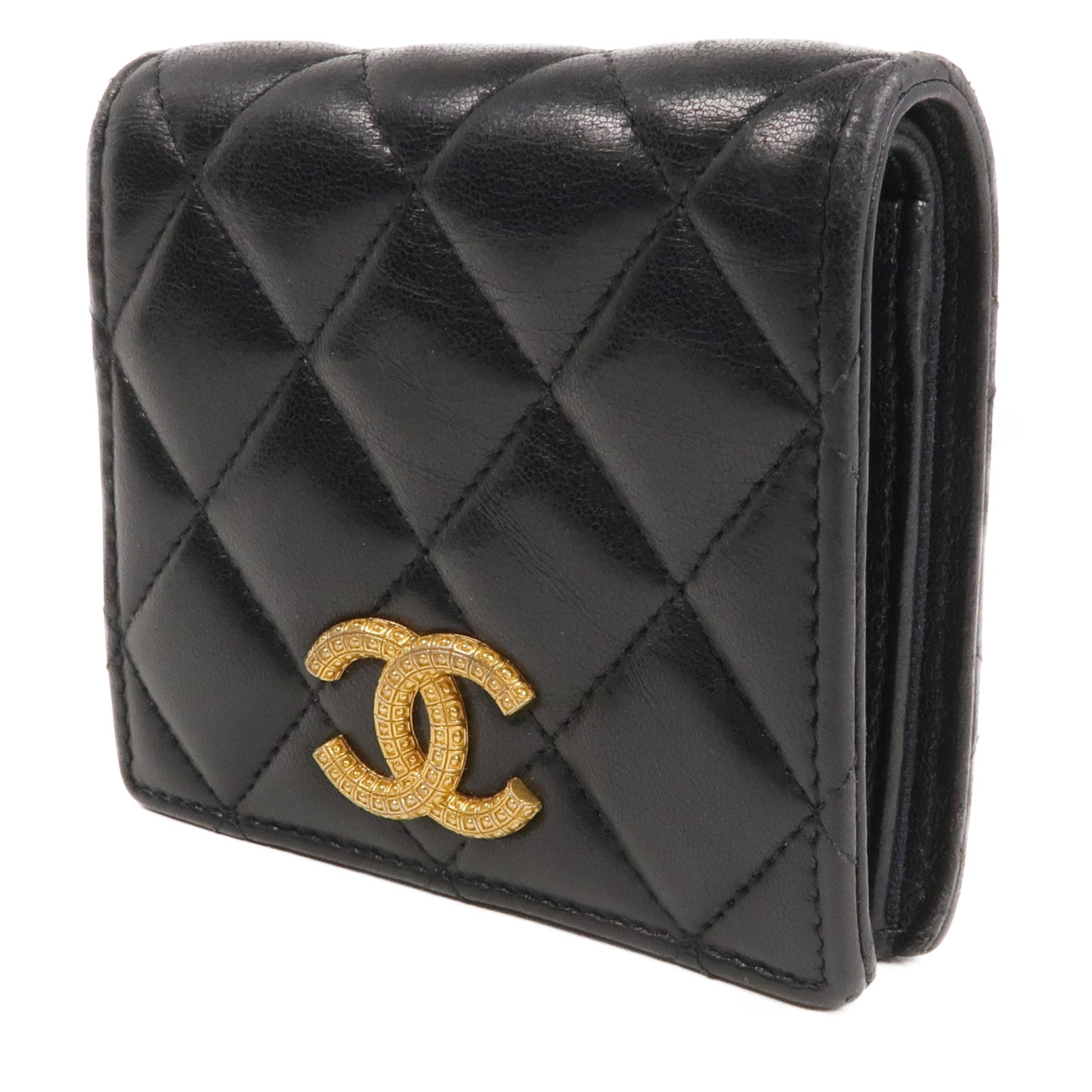 CHANEL 羊皮皮革Wallet金扣錢包