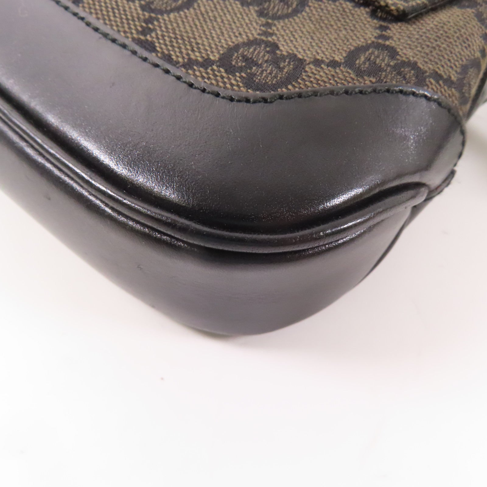 GUCCI 帆布/牛皮皮革Hand Bag肩背袋黑色/棕色