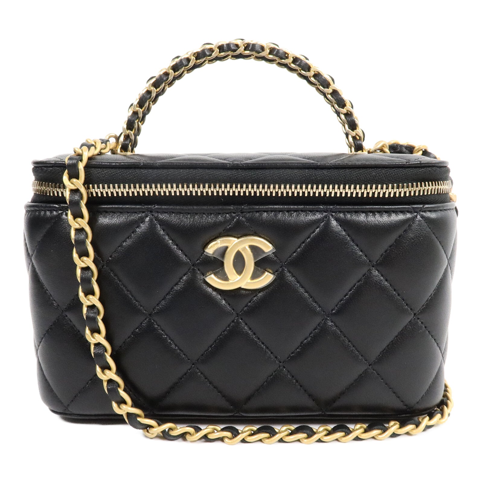 CHANEL 羊皮皮革Vanity Case With Top Handle手挽肩背兩用袋