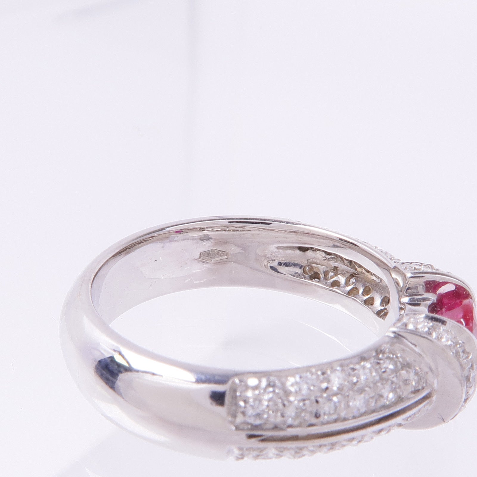 JEWELRY 【激減優惠】18K白金Ruby Diamond Ring紅寶石/鑽石戒指US#6