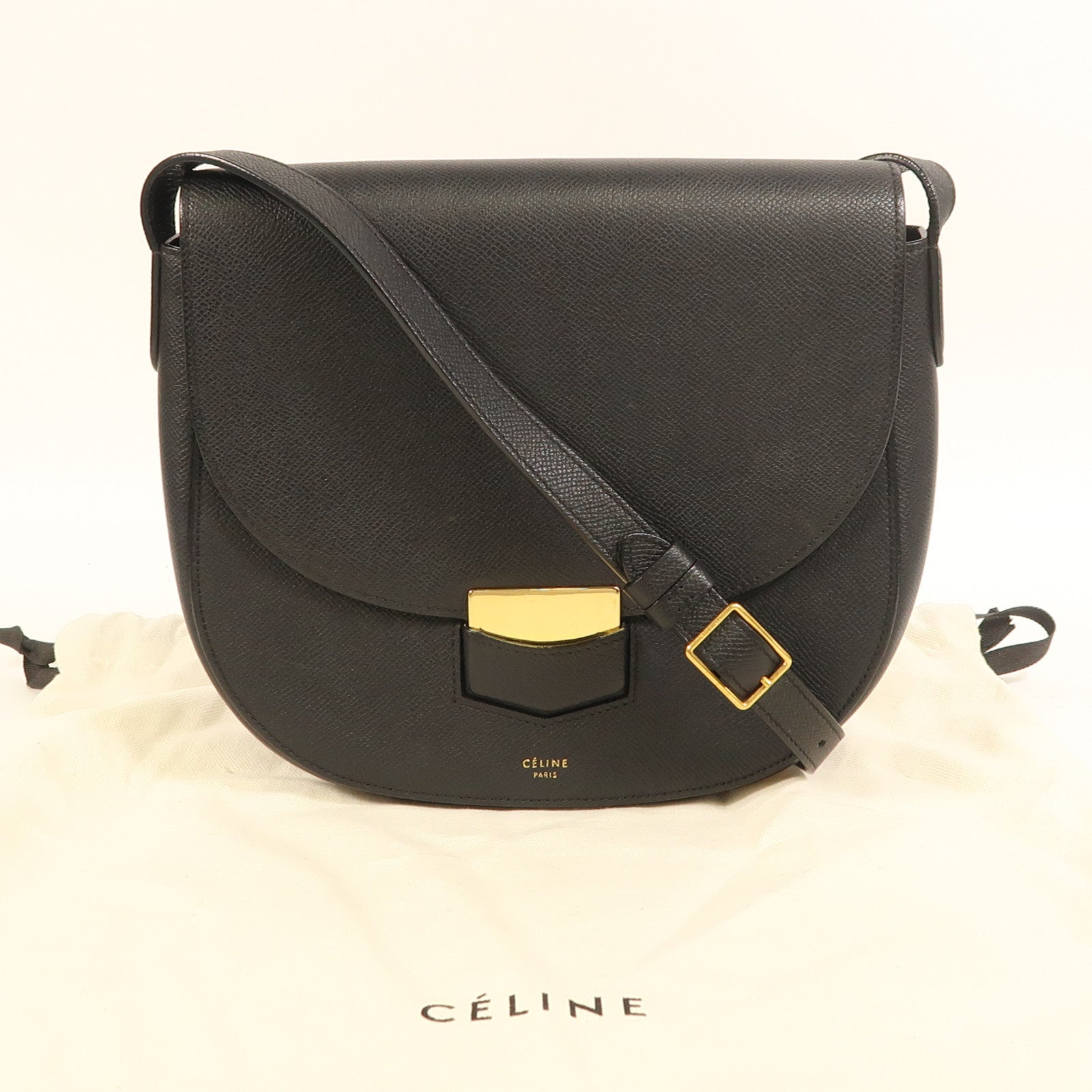 CELINE 牛皮皮革Trotteur金扣肩背袋
