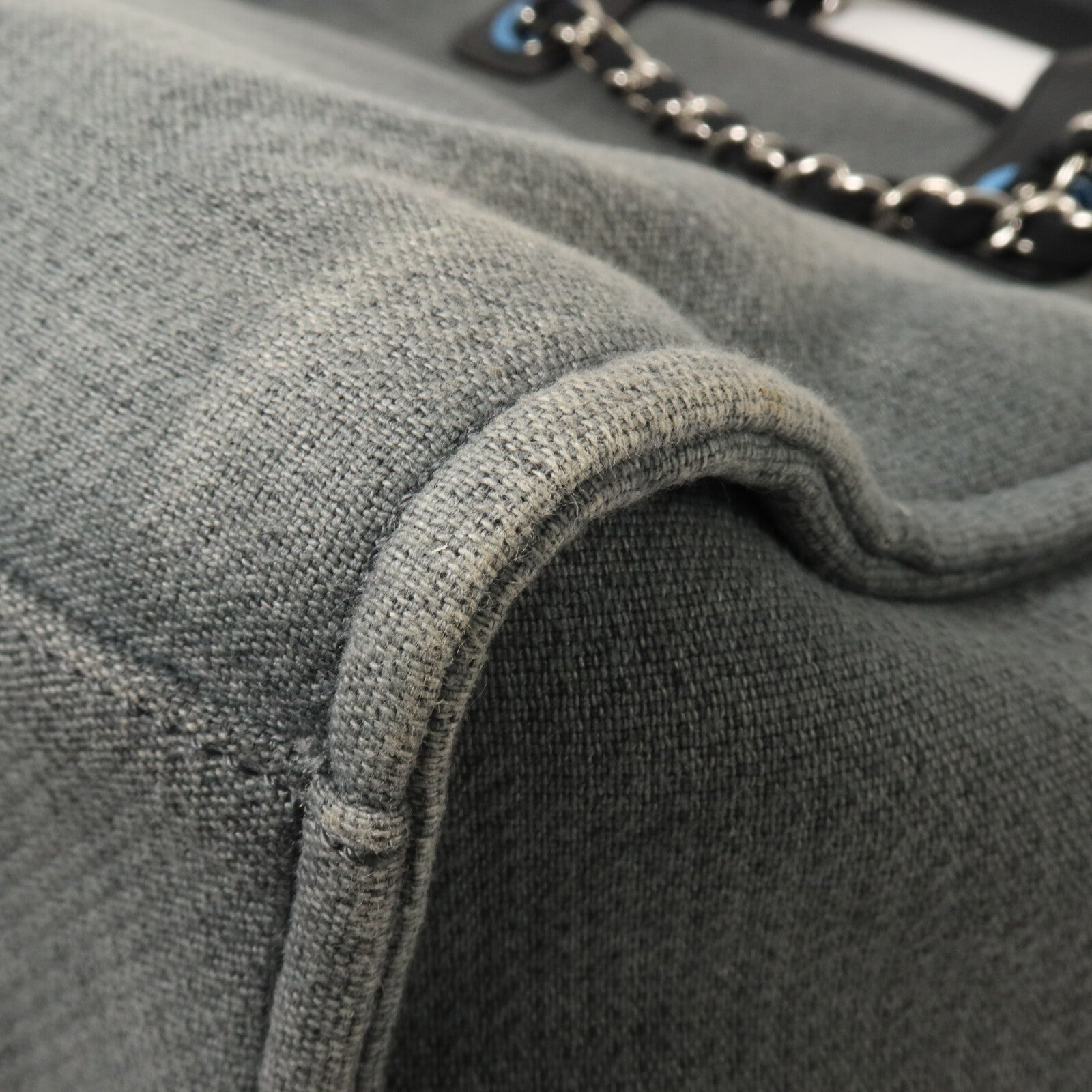 CHANEL 帆布Deauville Tote Medium鏈帶手挽肩背兩用袋