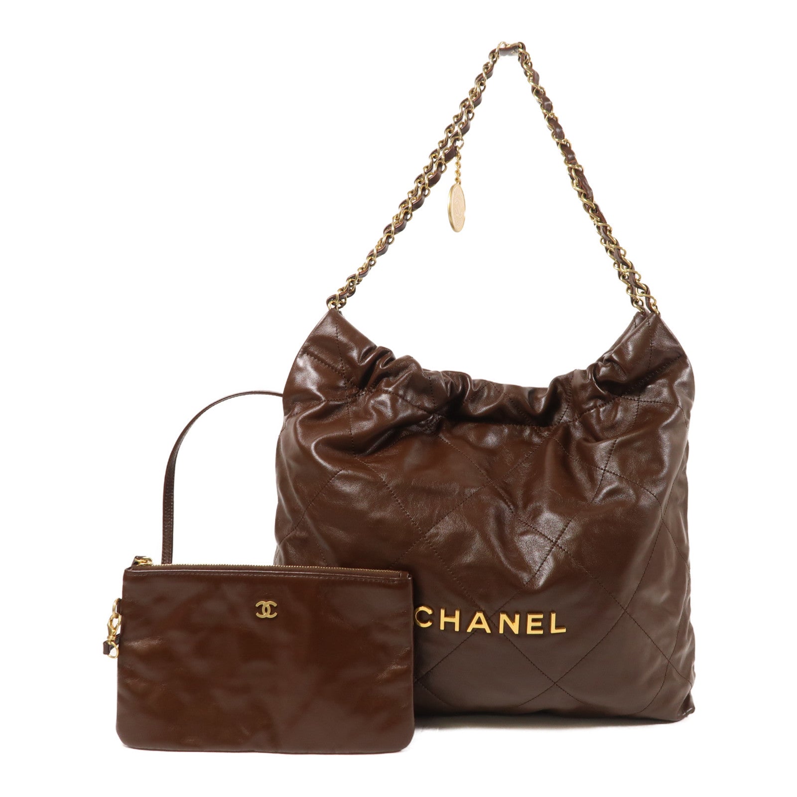 CHANEL 牛皮皮革Chanel 22 Small金扣鏈帶肩背袋