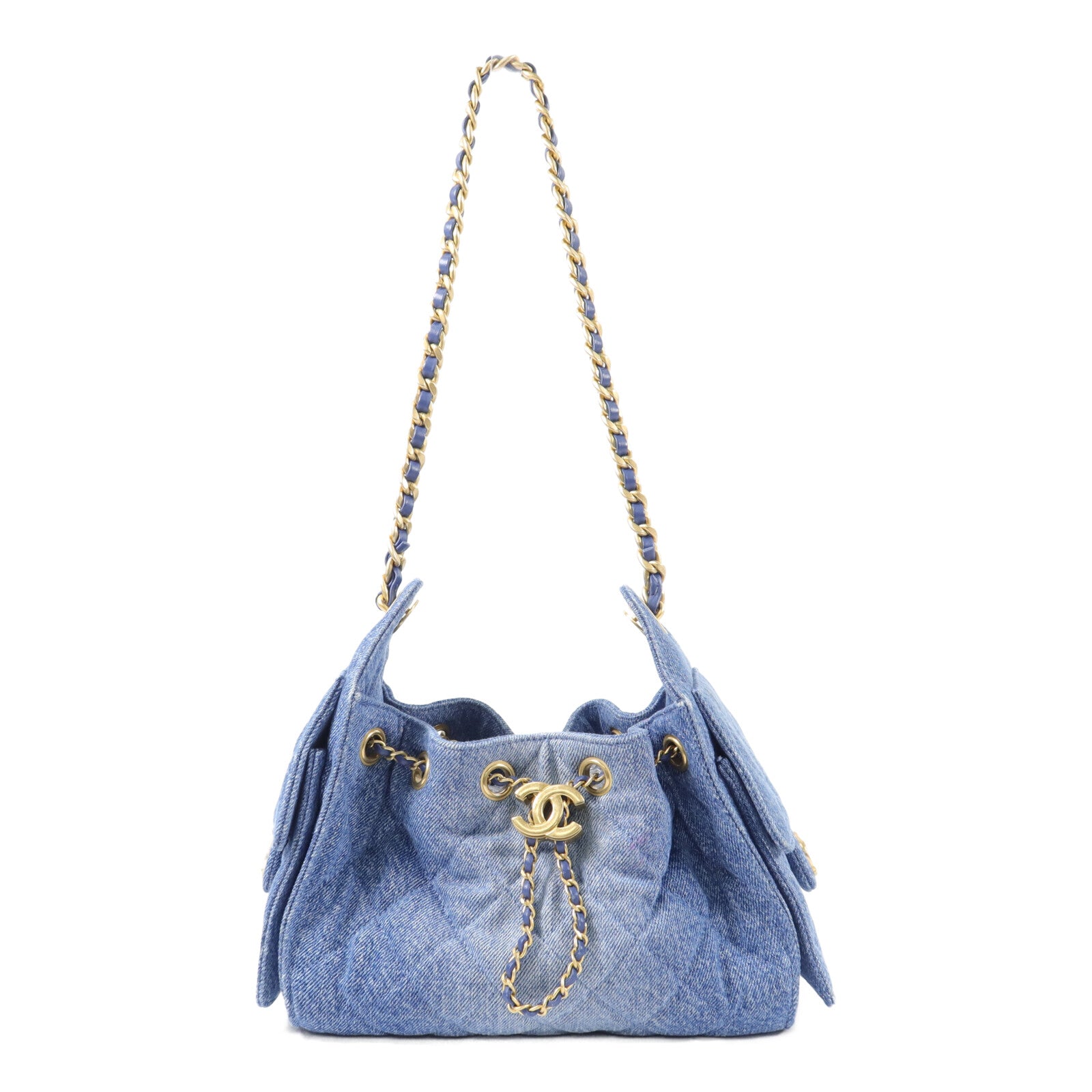 CHANEL 牛仔布Chanel 25 Mini鏈帶肩背袋