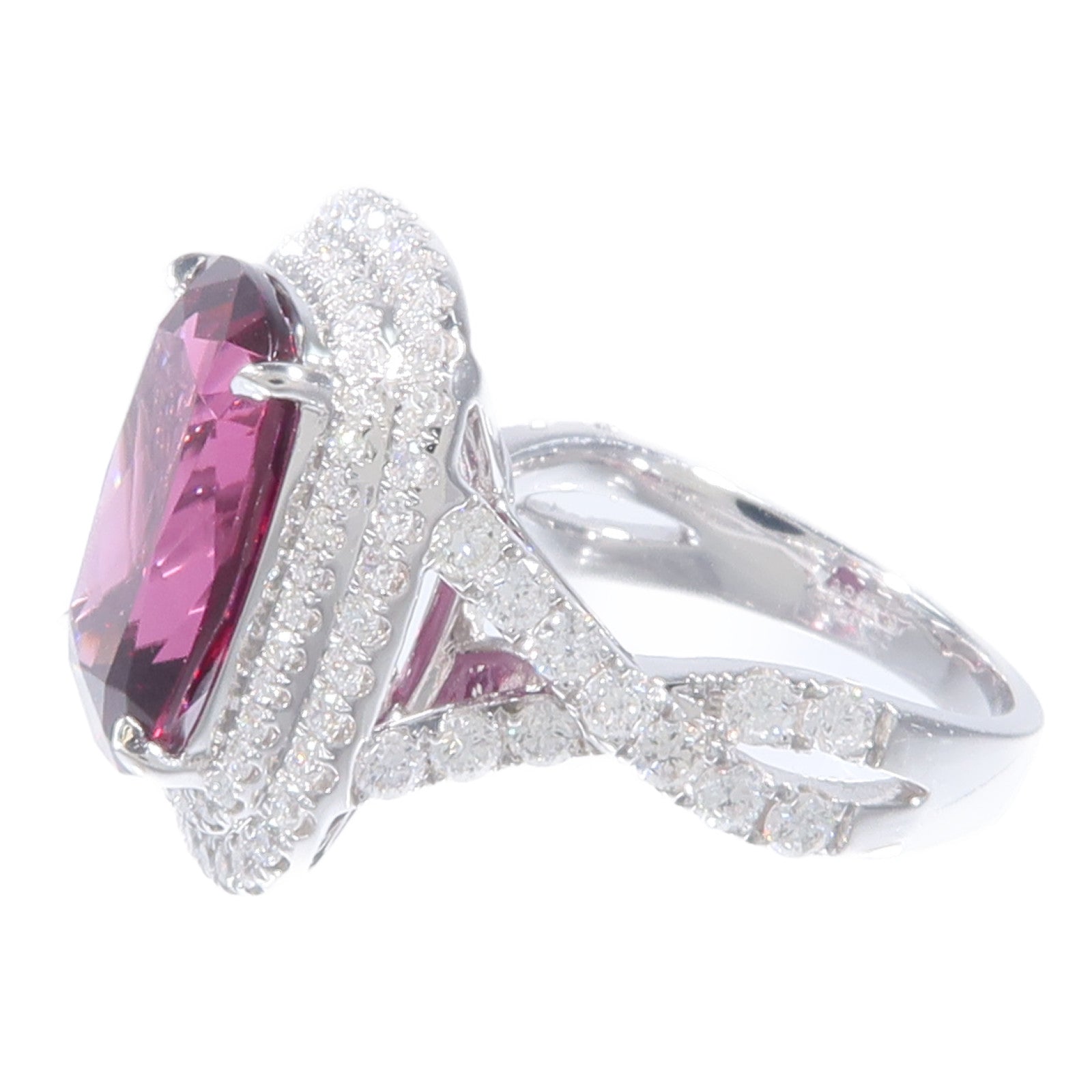 JEWELRY 18K白金Rhodolite Garnet Diamond Ring紅榴石/鑽石戒指