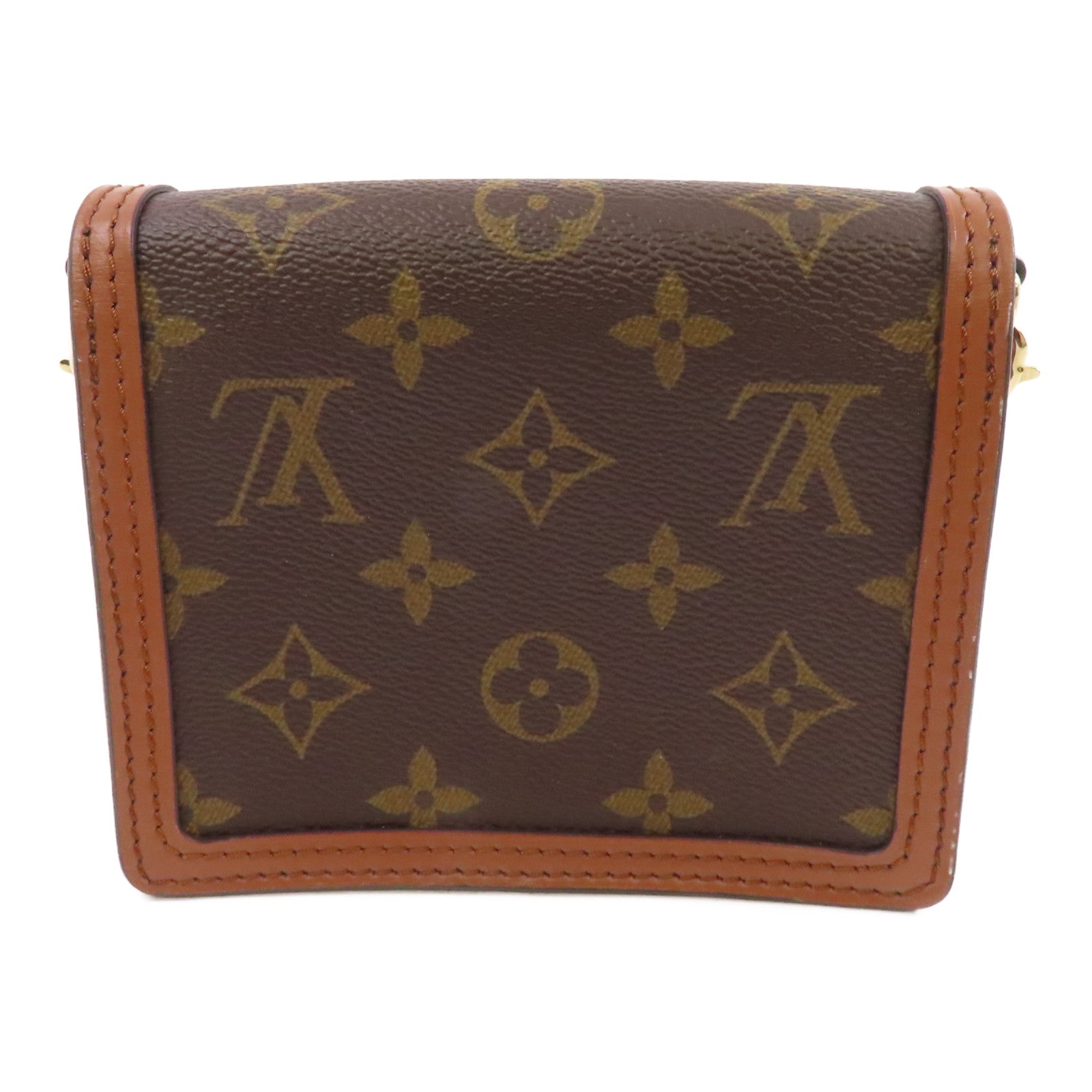 LOUIS VUITTON Monogram/Monogram Reverse Micro Dauphine金扣鏈帶肩背袋啡色