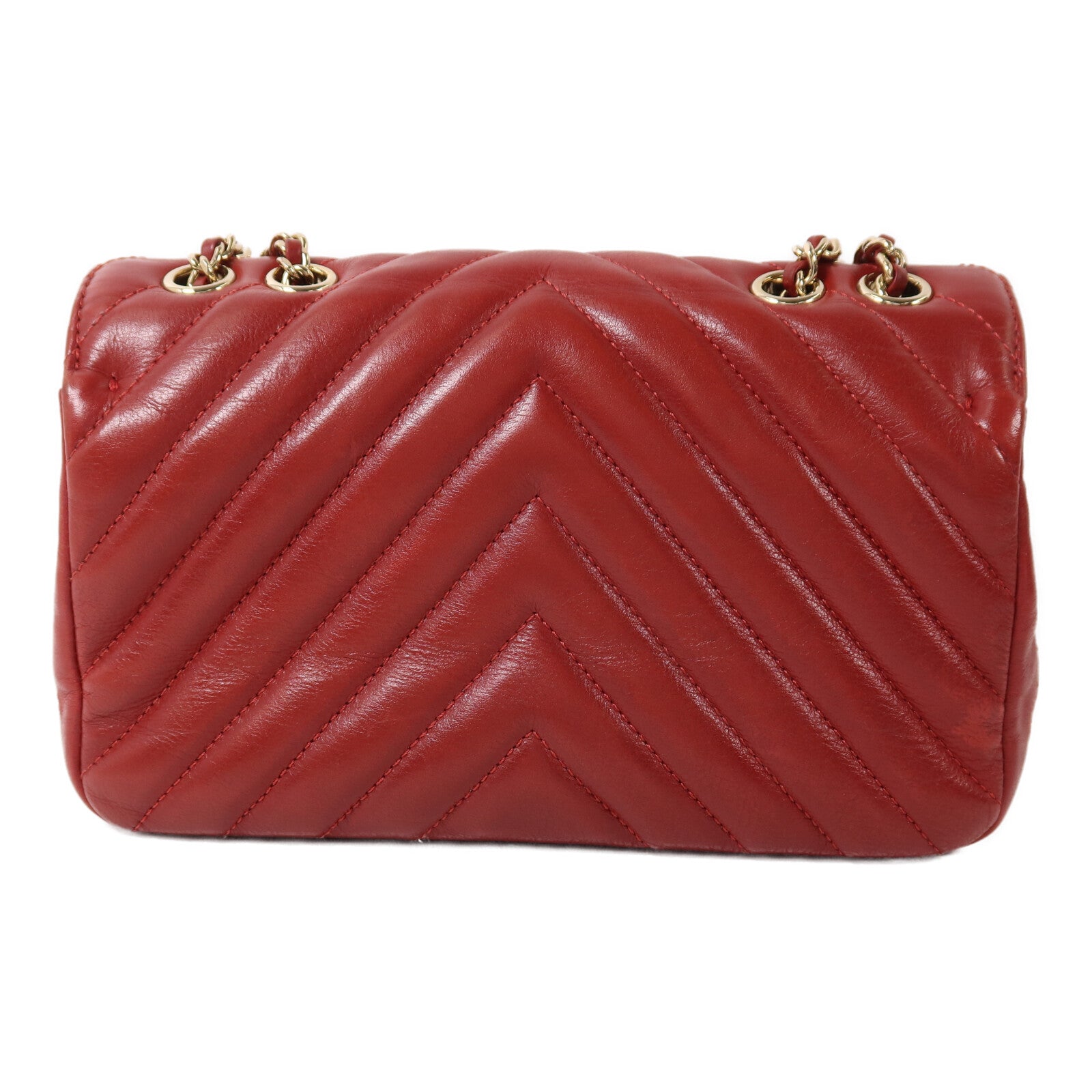 CHANEL 牛皮皮革Chevron Flap Bag金扣鏈帶肩背袋