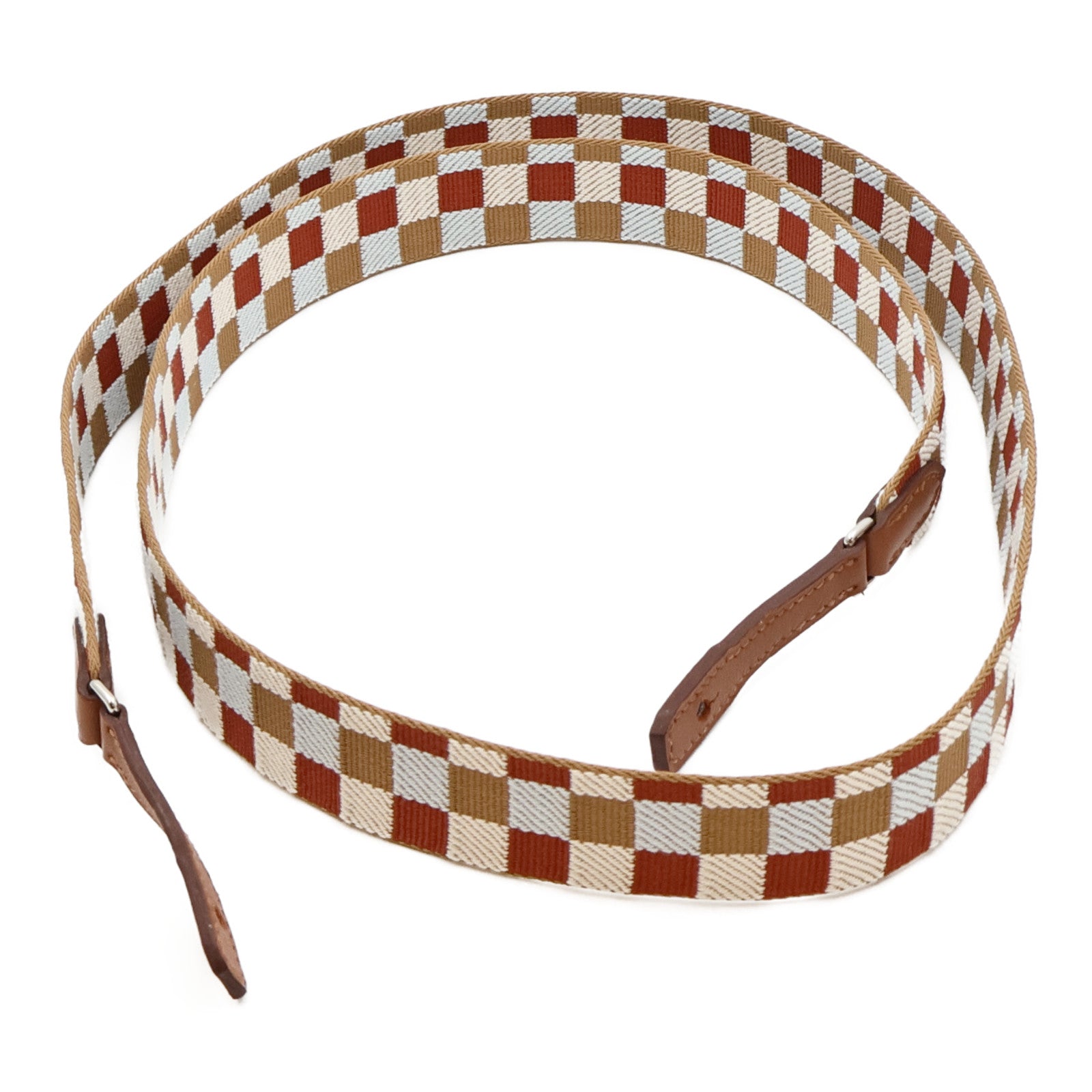 HERMES 帆布/皮革Strap銀扣肩背帶